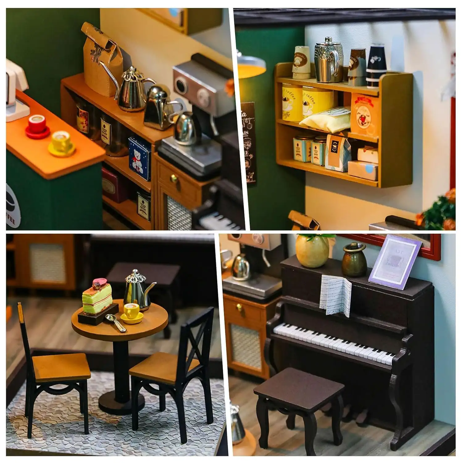 Café de la tarde. Maqueta 3D realista con gran detalle y luces led.