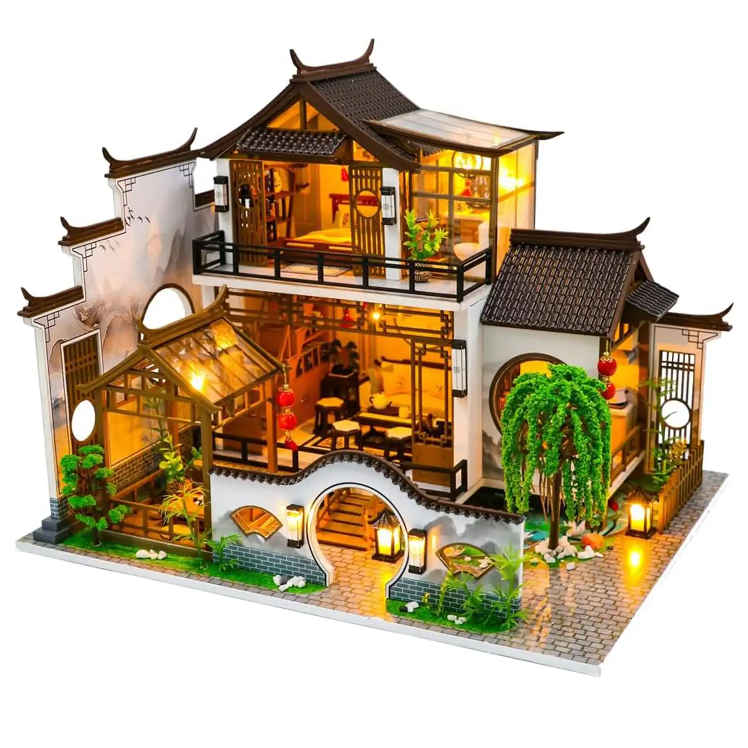 Mansión Entorno Idílico. Maqueta 3D realista con gran detalle y luces led.