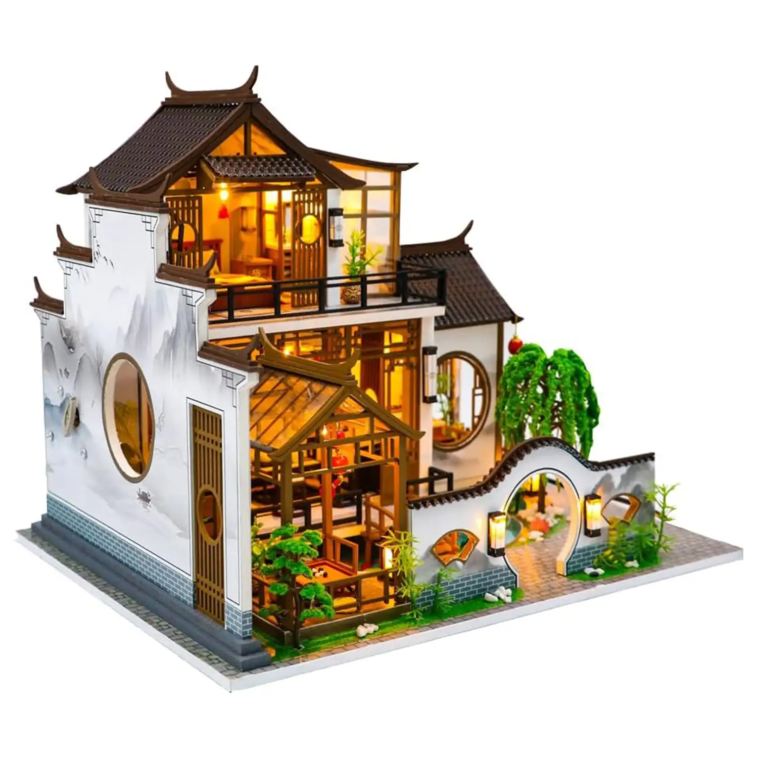 Mansión Entorno Idílico. Maqueta 3D realista con gran detalle y luces led.