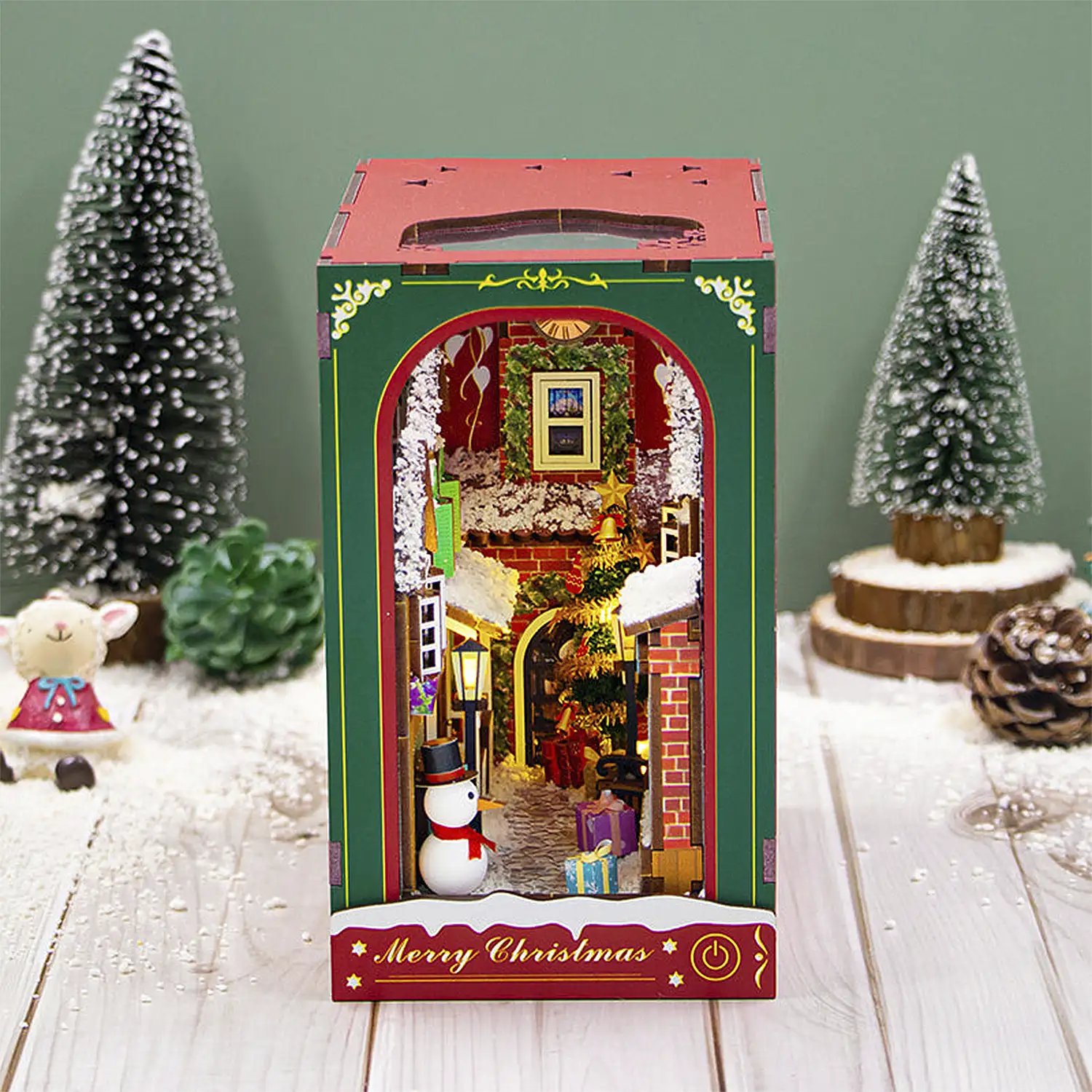 Invierno Navideño. Book Nook realista con gran detalle, cubierta y luces led.