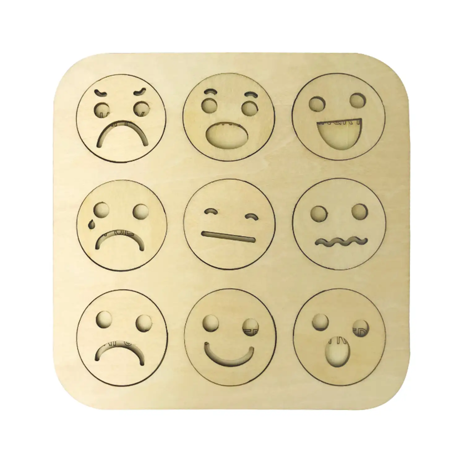 Rompecabezas de madera Carita sonriente. Aprenda las emociones en Inglés.