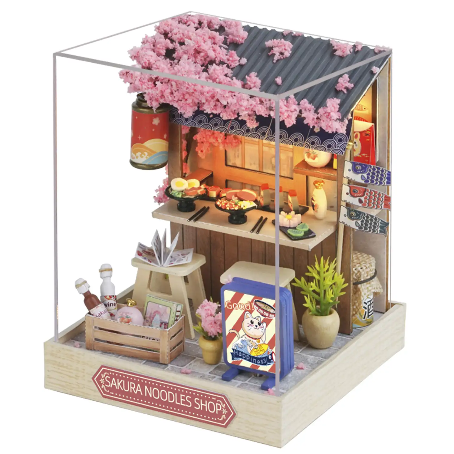 Colección Rincón de la felicidad, Casa del fideo Sakura. Maqueta 3D realista con gran detalle, cubierta antipolvo y luces led.