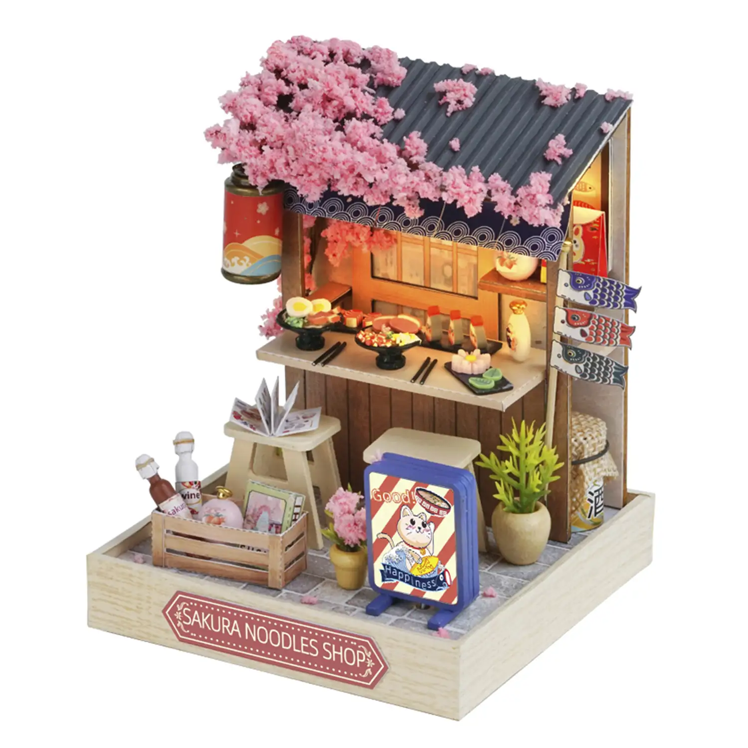 Colección Rincón de la felicidad, Casa del fideo Sakura. Maqueta 3D realista con gran detalle, cubierta antipolvo y luces led.