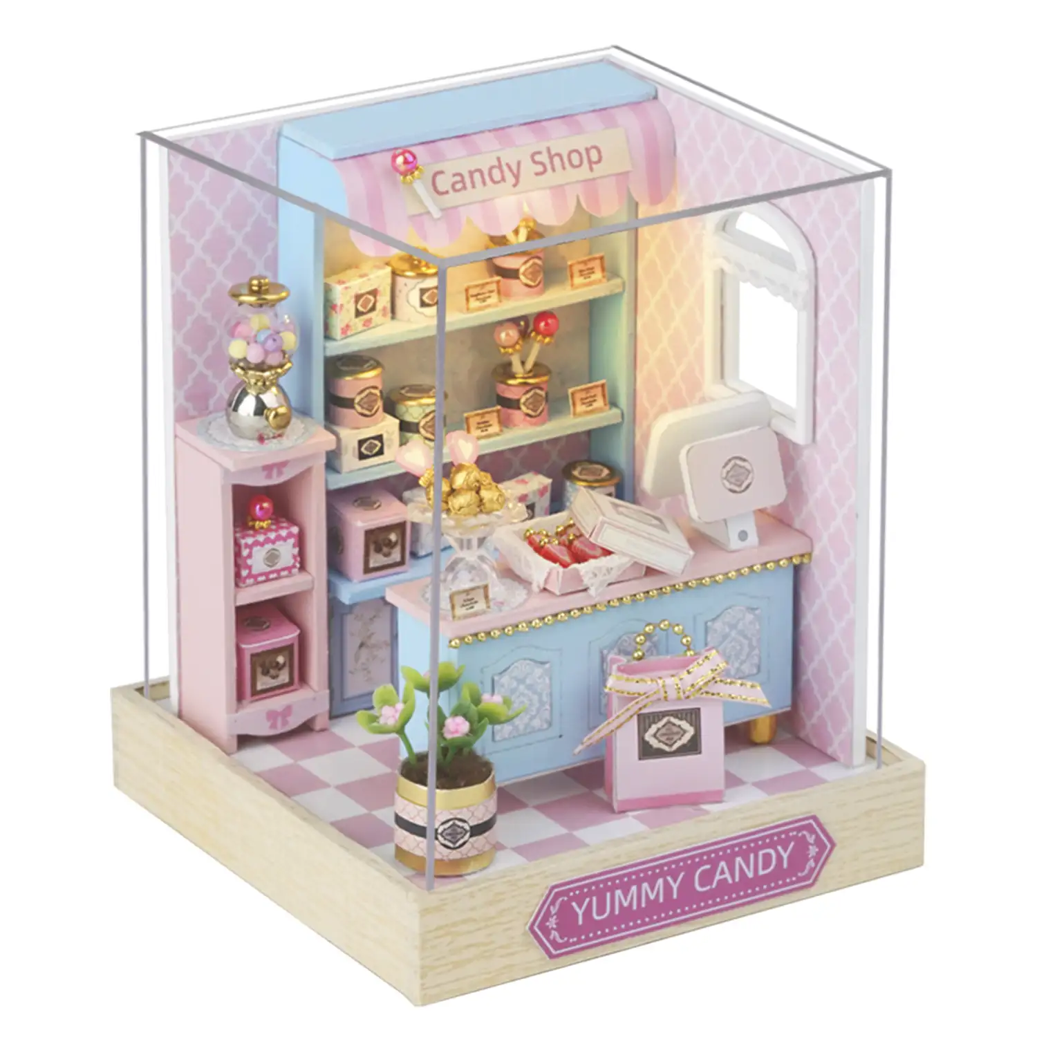 Colección Rincón de la felicidad, Caramelo delicioso. Maqueta 3D realista con gran detalle, cubierta antipolvo y luces led.