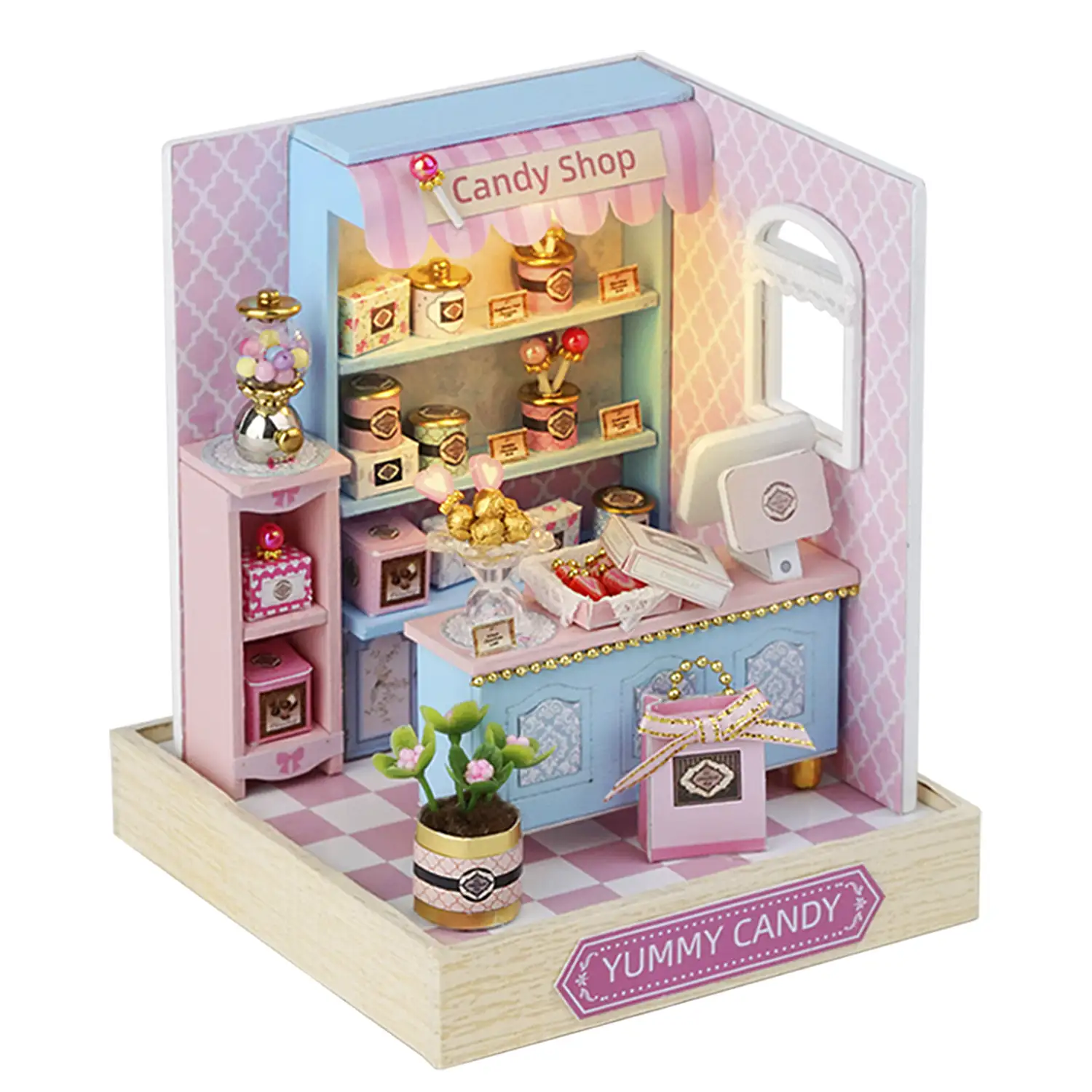 Colección Rincón de la felicidad, Caramelo delicioso. Maqueta 3D realista con gran detalle, cubierta antipolvo y luces led.