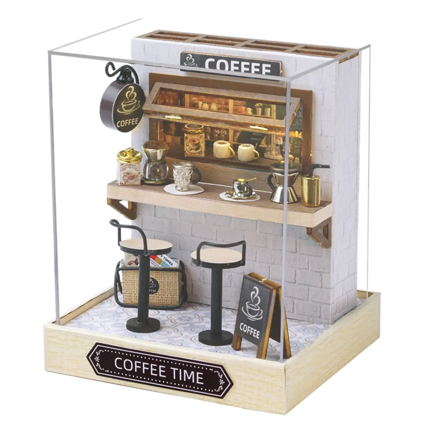 Colección Rincón de la felicidad, Tiempo de Café. Maqueta 3D realista con gran detalle, cubierta antipolvo y luces led.