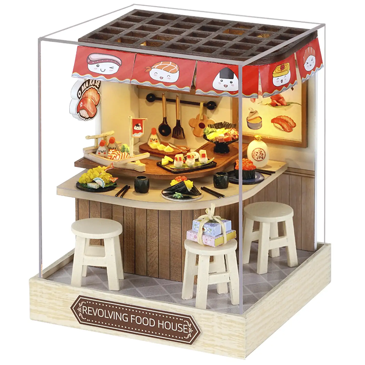 Colección Rincón de la felicidad, Casa de comidas ambulante. Maqueta 3D realista con gran detalle, cubierta antipolvo y luces led.