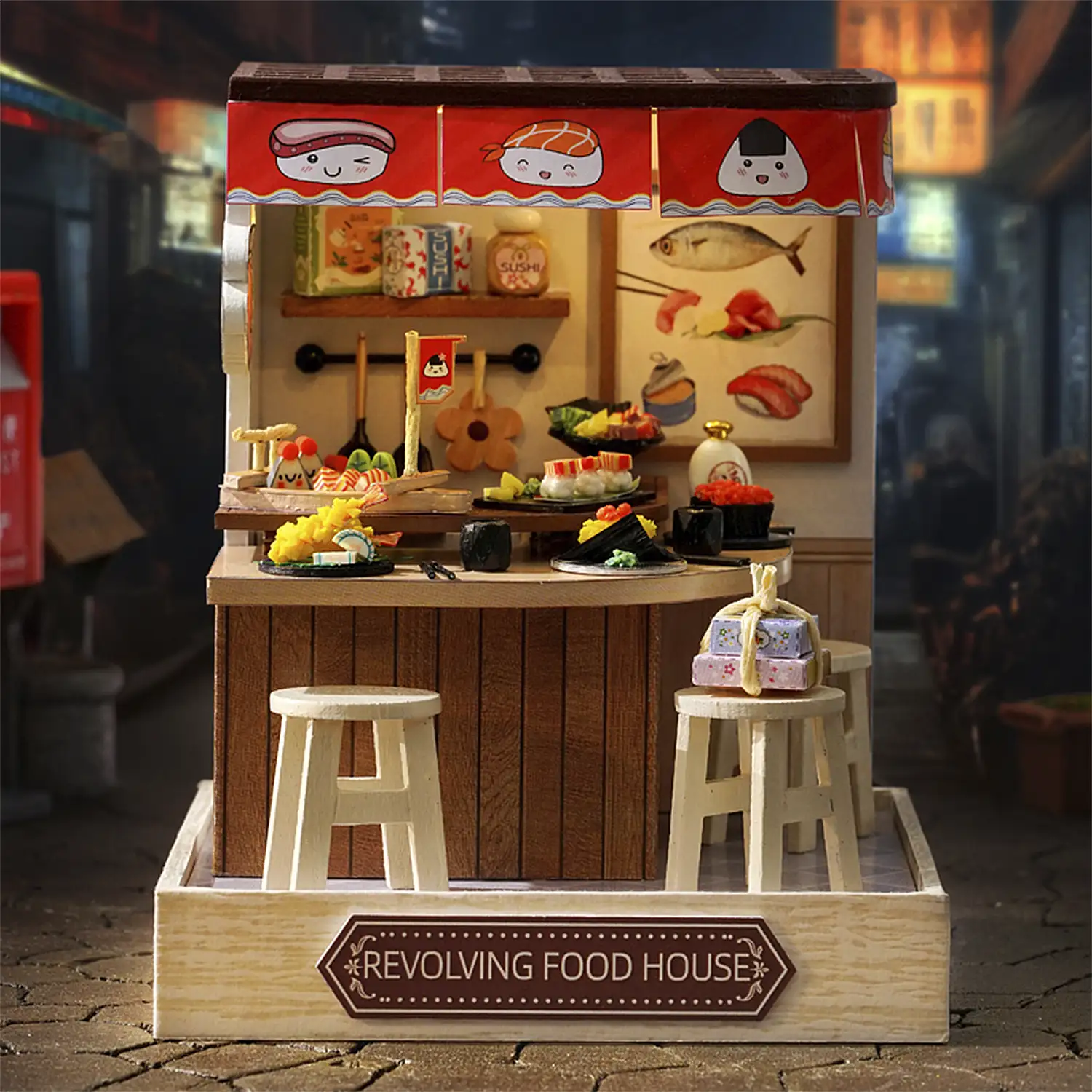 Colección Rincón de la felicidad, Casa de comidas ambulante. Maqueta 3D realista con gran detalle, cubierta antipolvo y luces led.