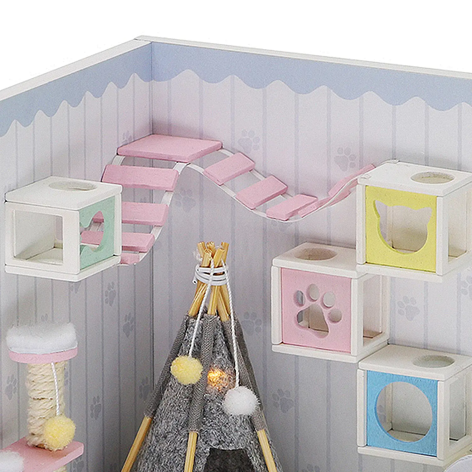 Sala de mascotas. Maqueta 3D realista con gran detalle y luces led. Parte de la maqueta 