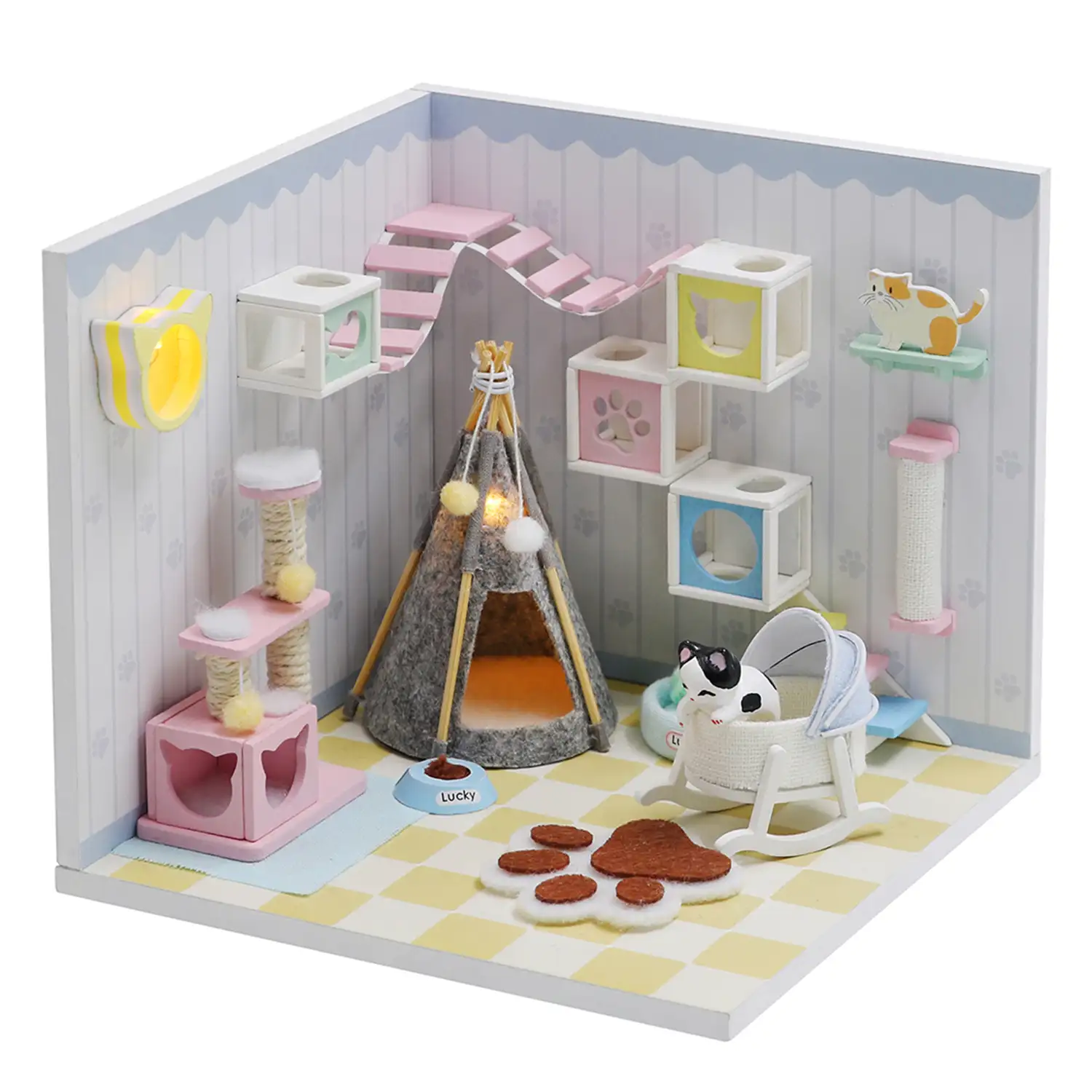 Sala de mascotas. Maqueta 3D realista con gran detalle y luces led. Parte de la maqueta 