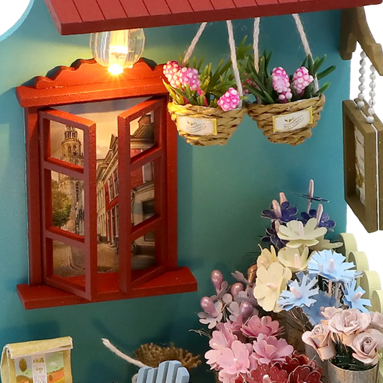 Recogiendo la luz entre las flores. Maqueta 3D realista con gran detalle y luces led.