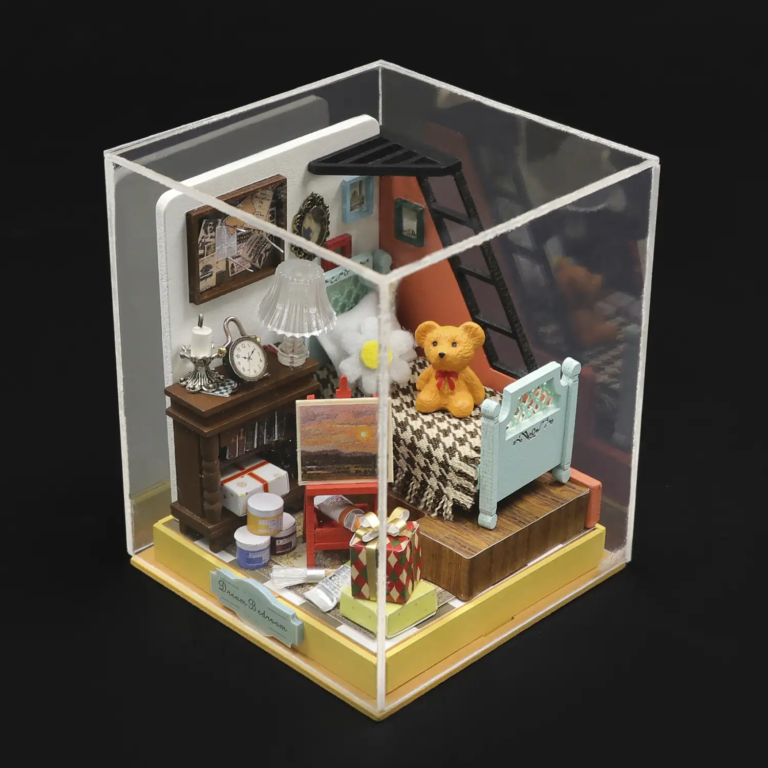 Dormitorio de sueño. Maqueta 3D realista con gran detalle y luces led.