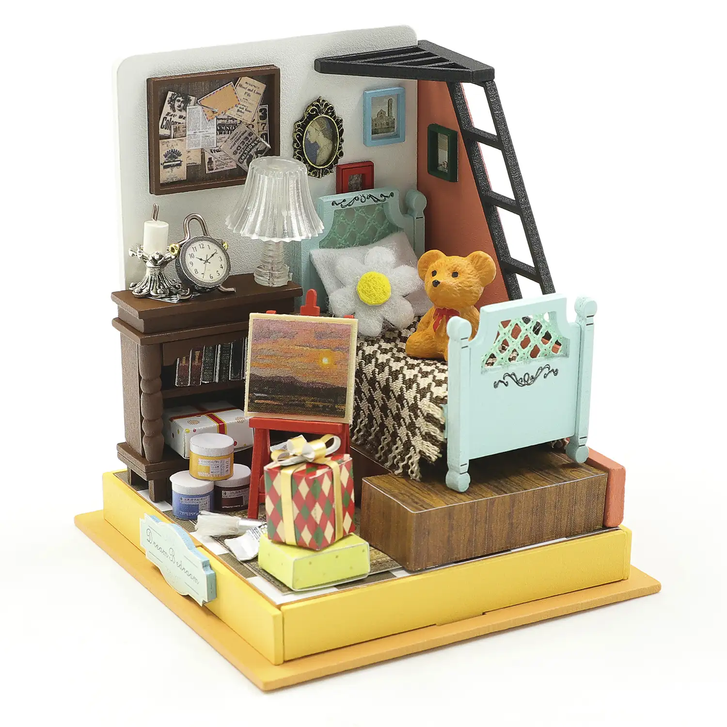 Dormitorio de sueño. Maqueta 3D realista con gran detalle y luces led.