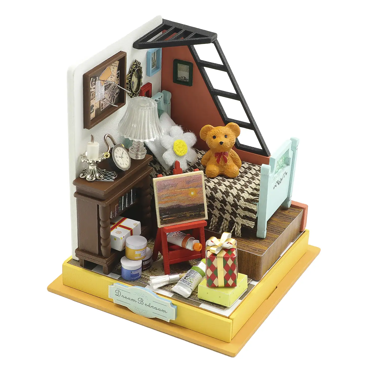 Dormitorio de sueño. Maqueta 3D realista con gran detalle y luces led.