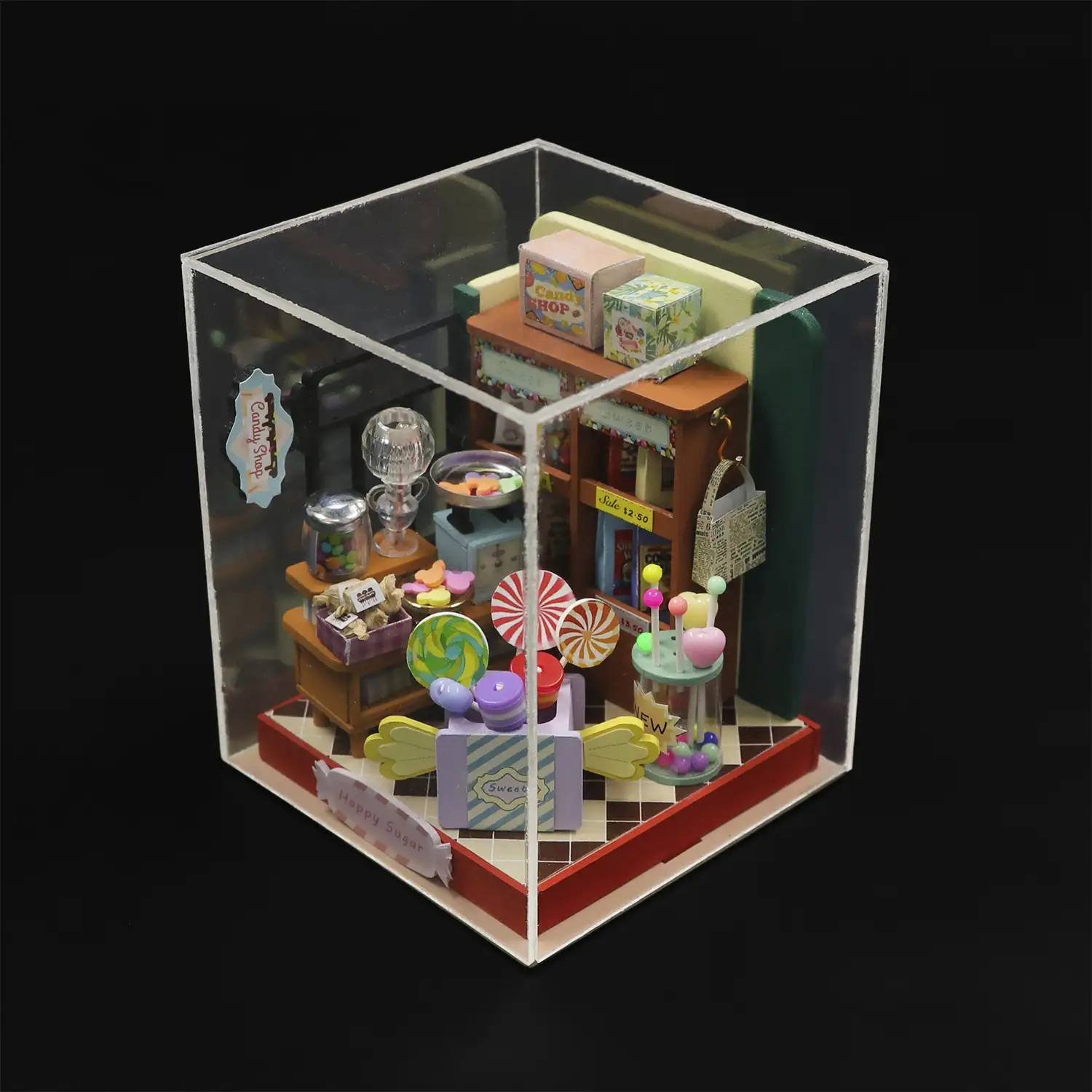 Tienda de dulces Azúcar Feliz. Maqueta 3D realista con gran detalle y luces led.