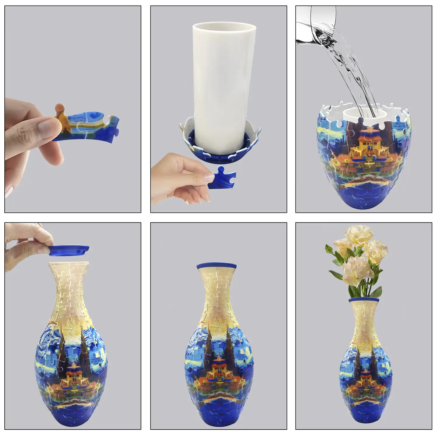 Puzle 3D en ABS con 160 piezas. Diseño Vasija tradicional con Castillo.