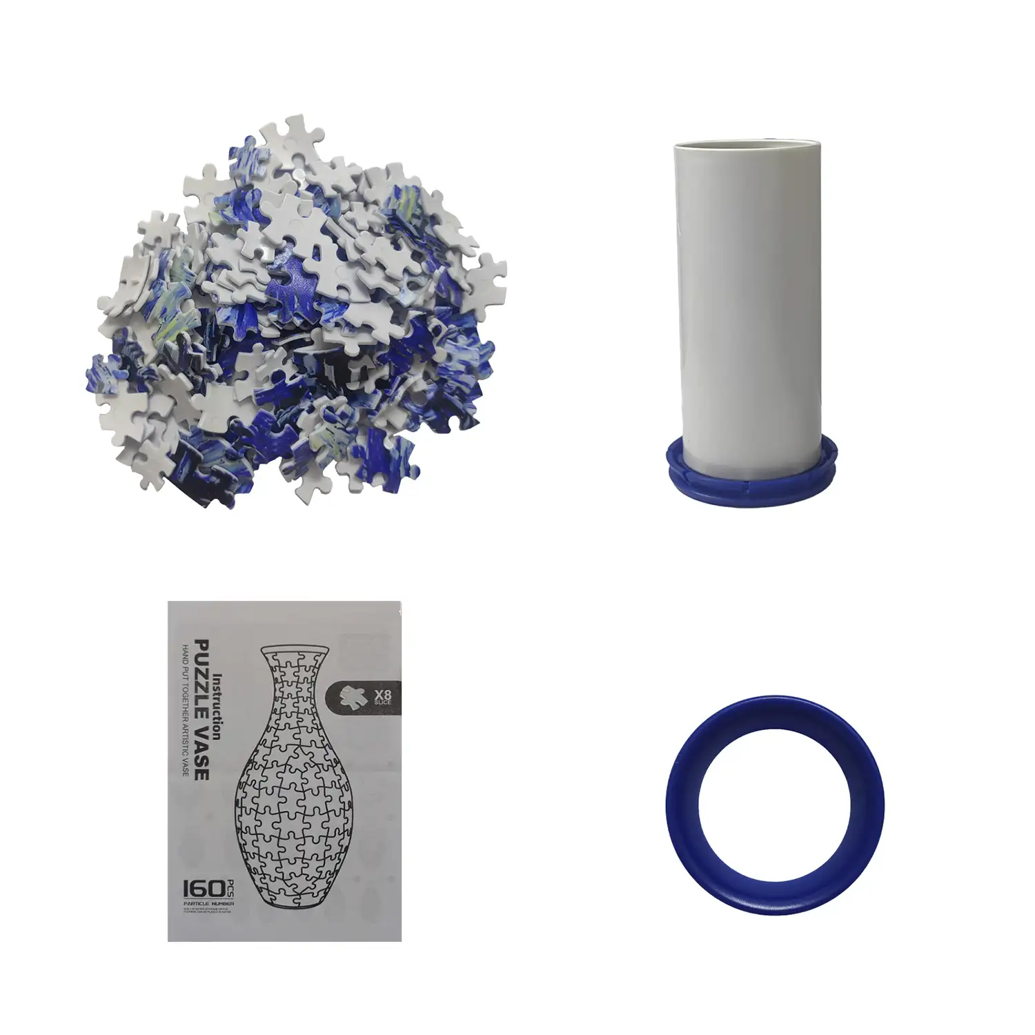 Puzle 3D en ABS con 160 piezas. Diseño Vasija tradicional con Mar azul.