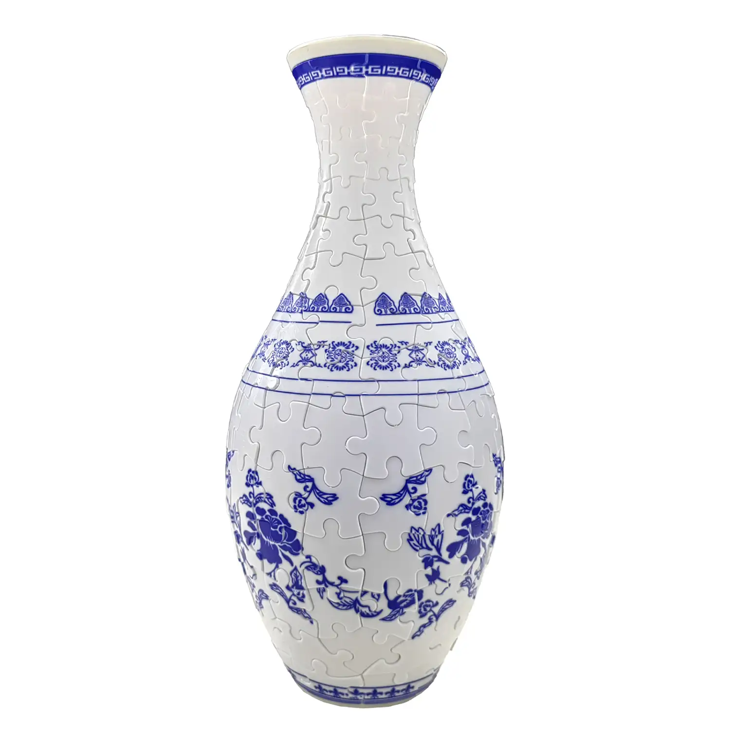 Puzle 3D en ABS con 160 piezas. Diseño Vasija tradicional con flores azules.