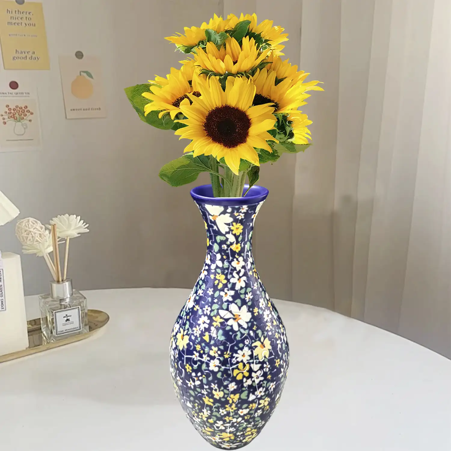 Puzle 3D en ABS con 160 piezas. Diseño Vasija tradicional con flores.