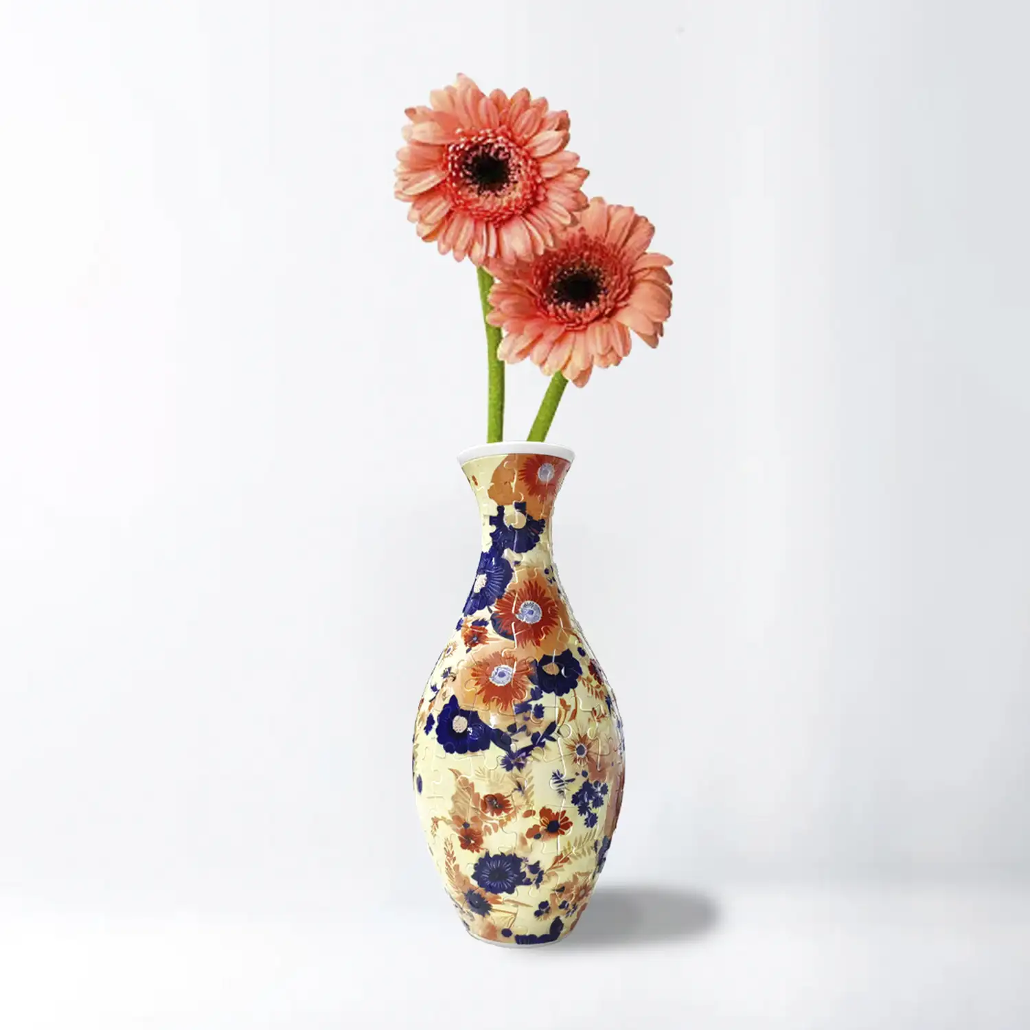 Puzle 3D en ABS con 160 piezas. Diseño Vasija tradicional con flores amarillas.