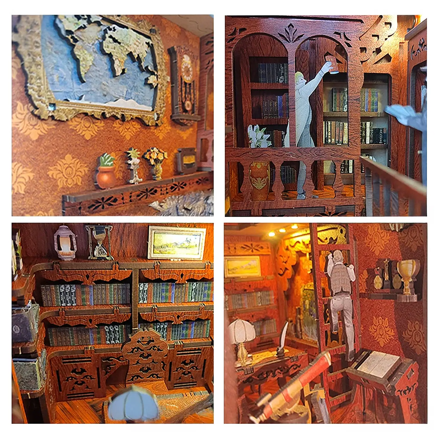 Academia Solace. Book Nook de madera, diseño 3D realista con gran detalle y luces led.
