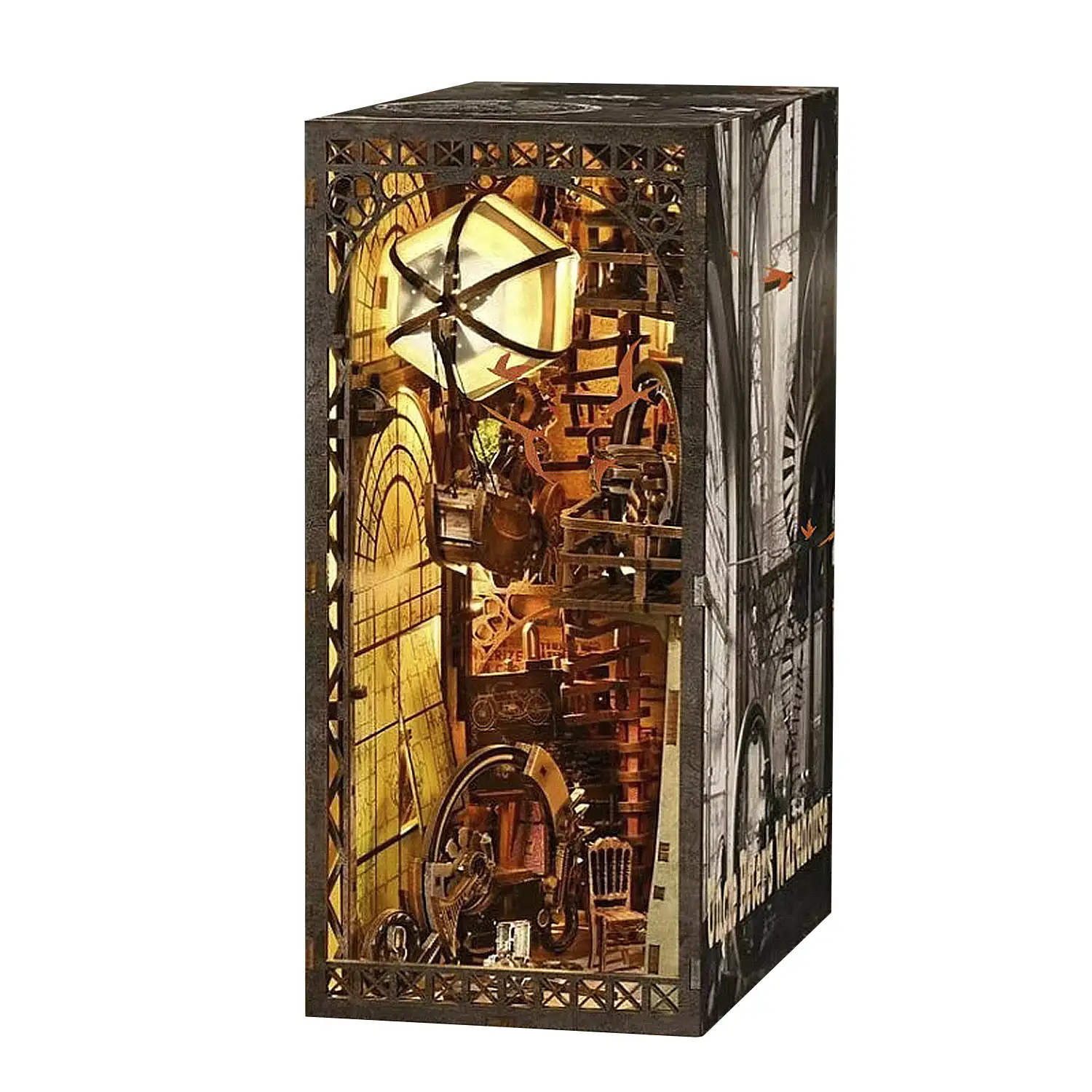 El almacén del Tio Pete. Book Nook de madera, diseño 3D realista con gran detalle, cubierta y luces led.