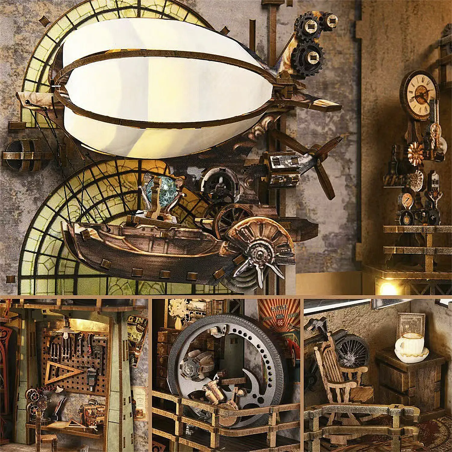 El almacén del Tio Pete. Book Nook de madera, diseño 3D realista con gran detalle, cubierta y luces led.