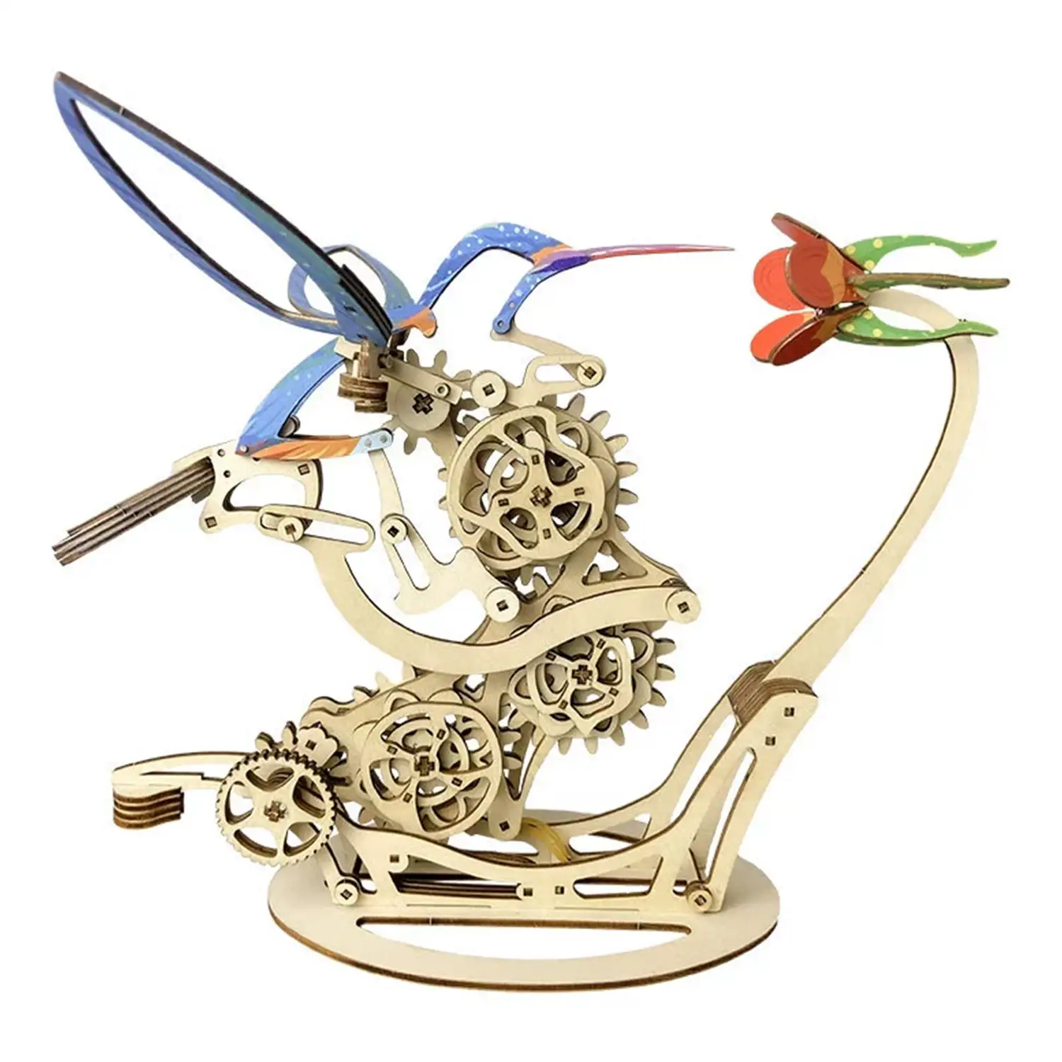 Maqueta de Madera 3D, diseño de Colibrí mecánico dinámico de colores B. 200 piezas.