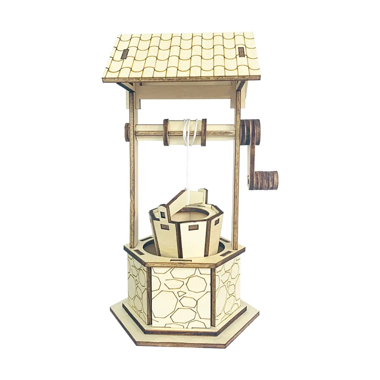 Maqueta de Madera 3D, con movimiento mecánico diseño de Modelo pozo de agua