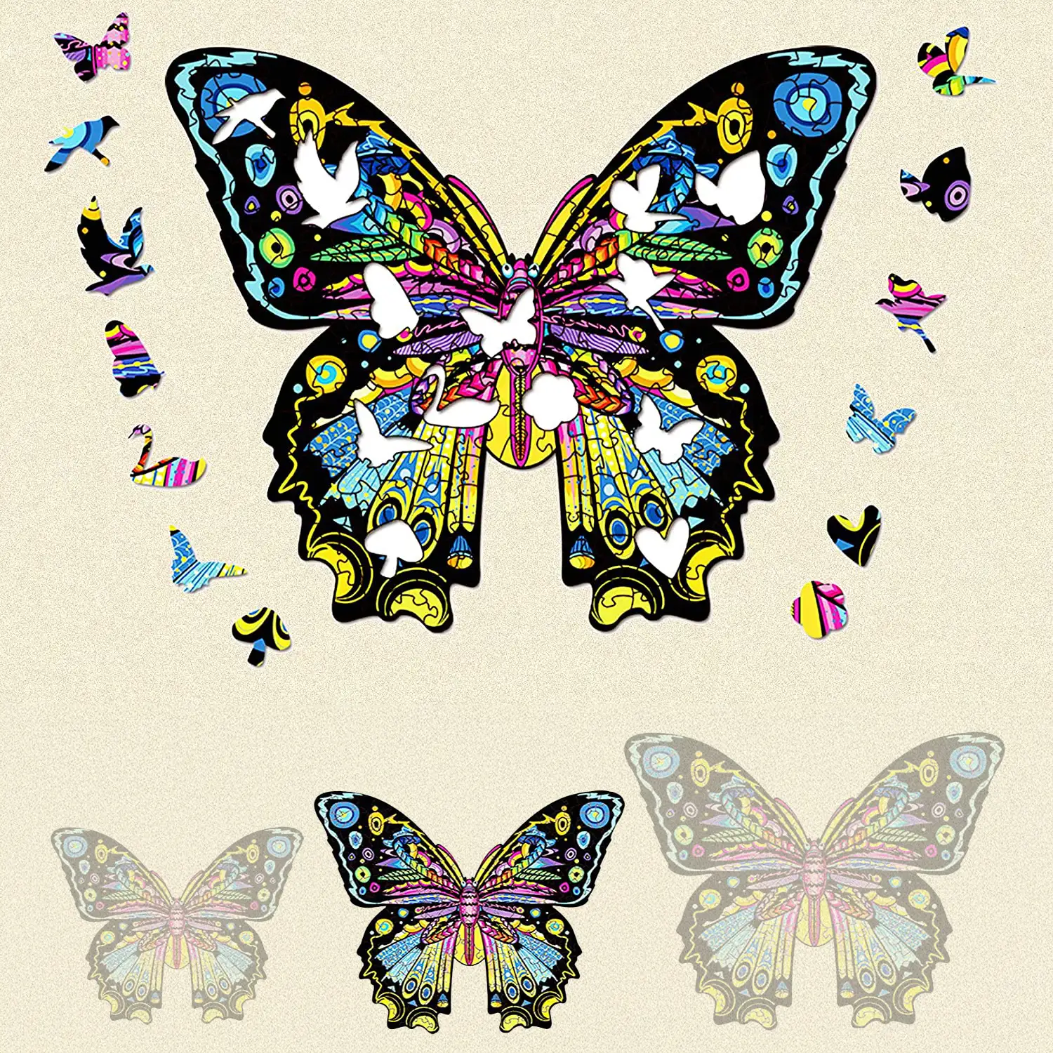 Puzle de Madera con diseño de Mariposa. 200 piezas.