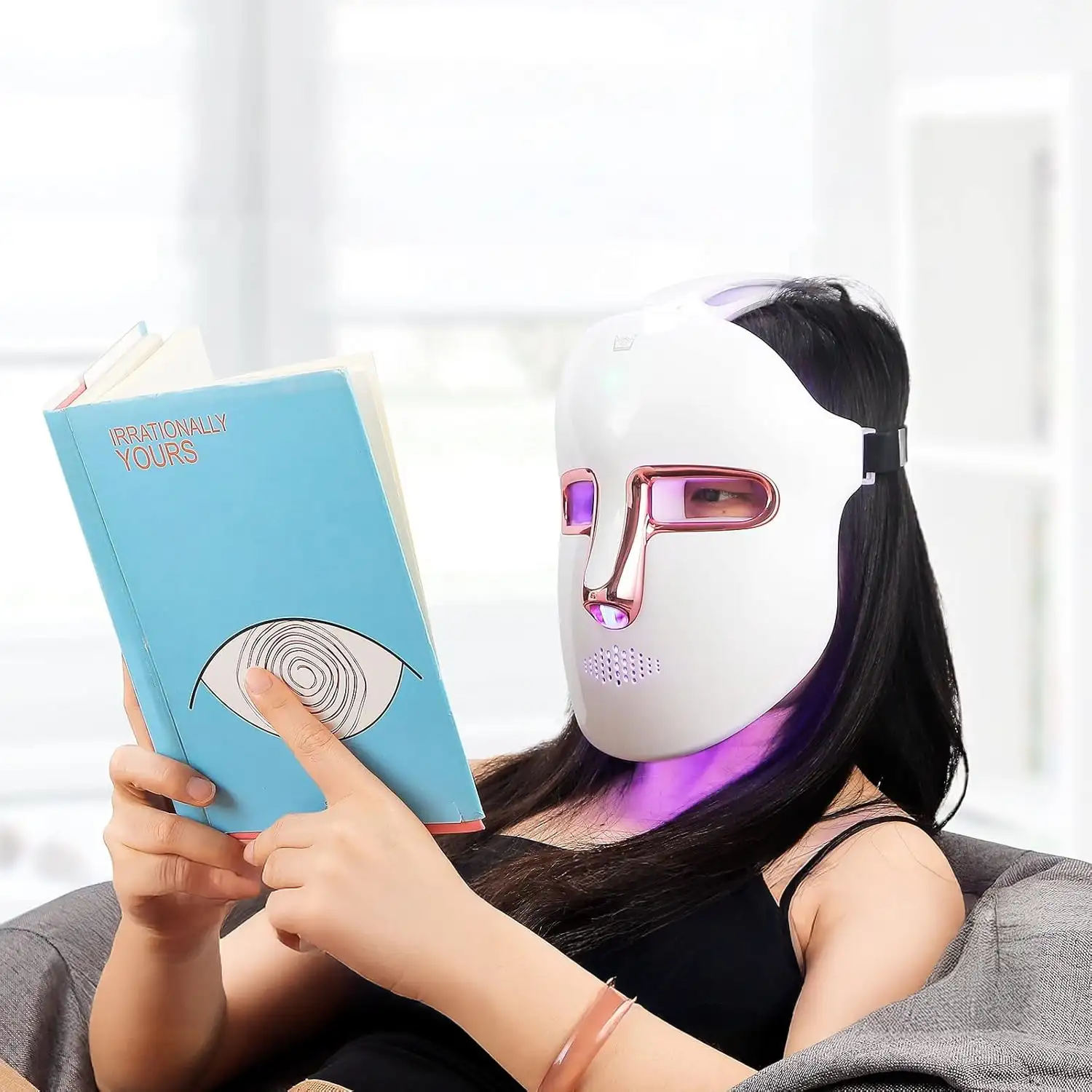 Máscara LED fotónica. Tratamiento de luz 7 colores. Cuidado facial, anti edad, rejuvenecimiento de la piel.