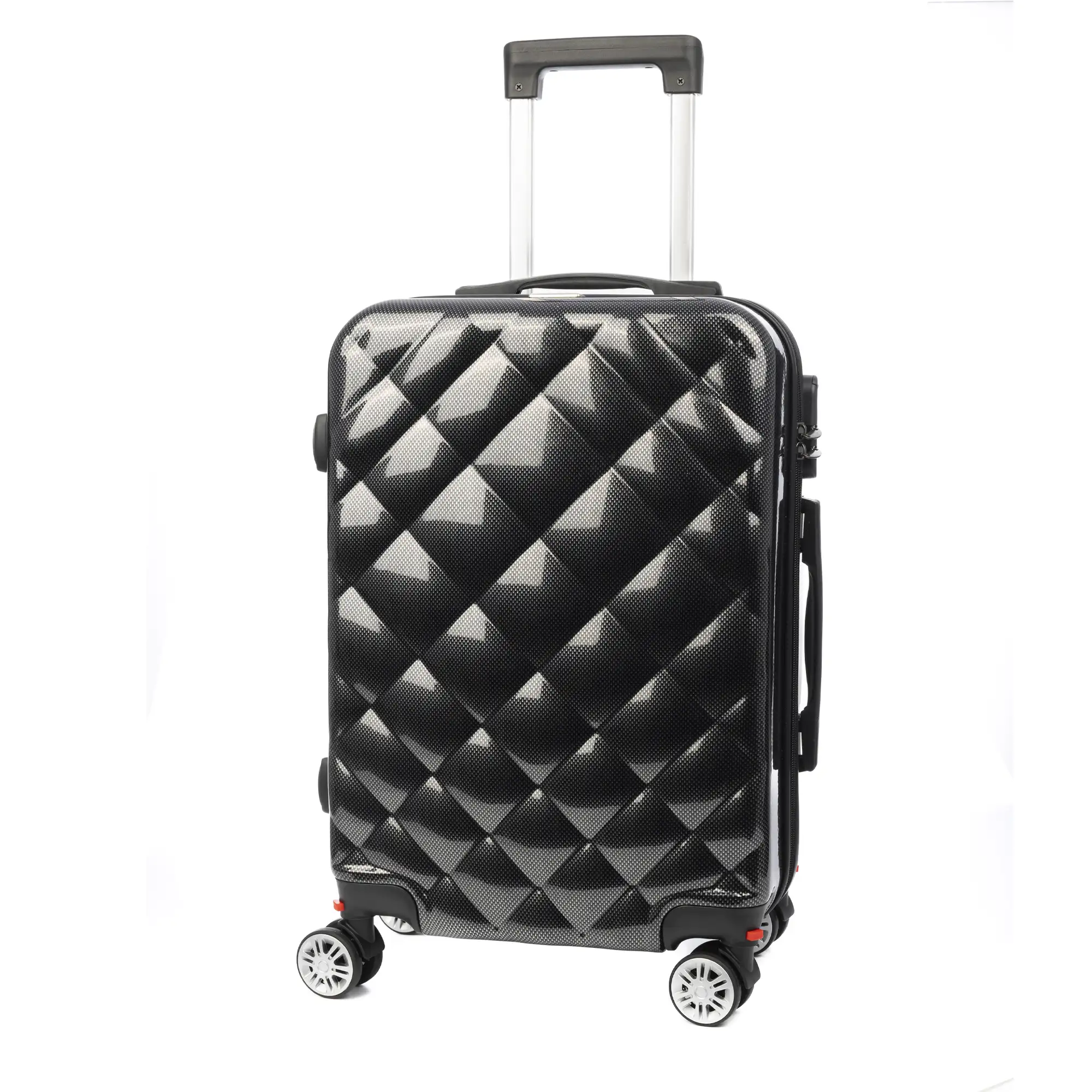 Maleta de cabina Trolley en material ligero de ABS + PC de alta resistencia. Cerradura numérica y 4 ruedas dobles extraíbles y giratorias 360°.