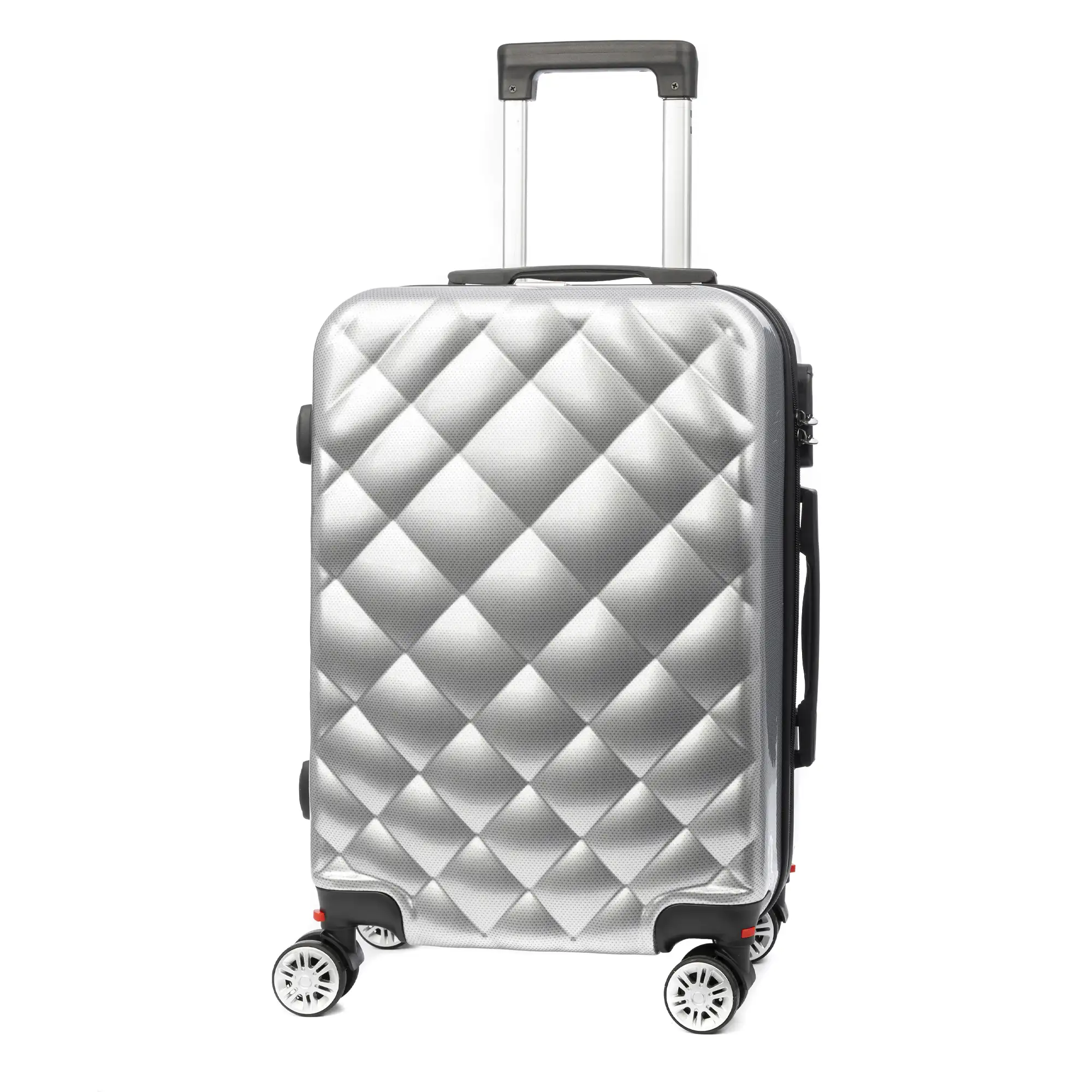 Maleta de cabina Trolley en material ligero de ABS + PC de alta resistencia. Cerradura numérica y 4 ruedas dobles extraíbles y giratorias 360°.