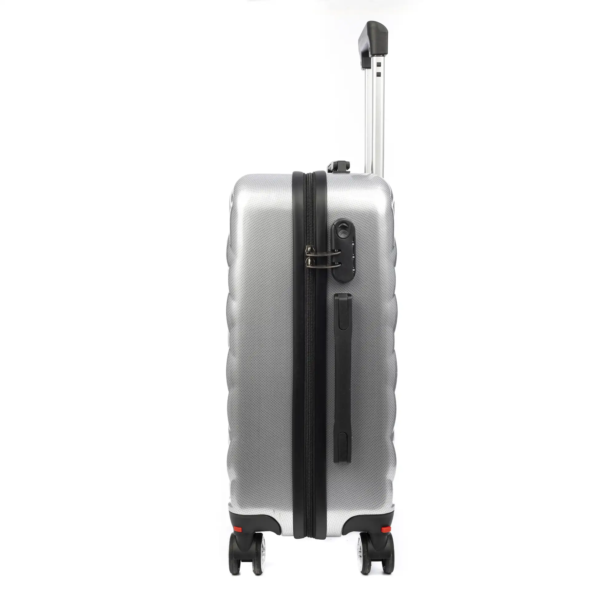 Maleta de cabina Trolley en material ligero de ABS + PC de alta resistencia. Cerradura numérica y 4 ruedas dobles extraíbles y giratorias 360°.