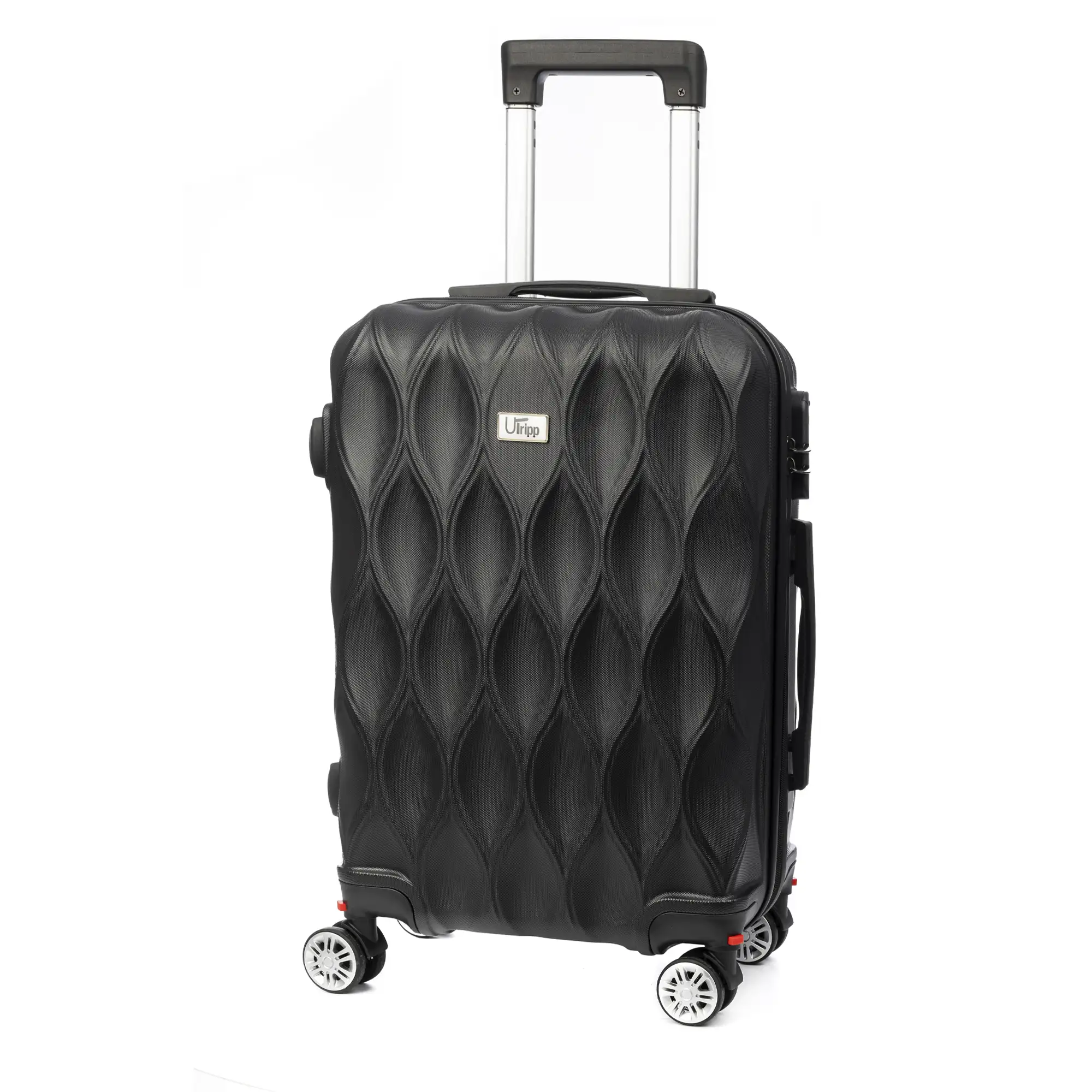 Maleta de cabina Trolley en material ligero de ABS de alta resistencia. Cerradura numérica y 4 ruedas dobles extraíbles y giratorias 360°.
