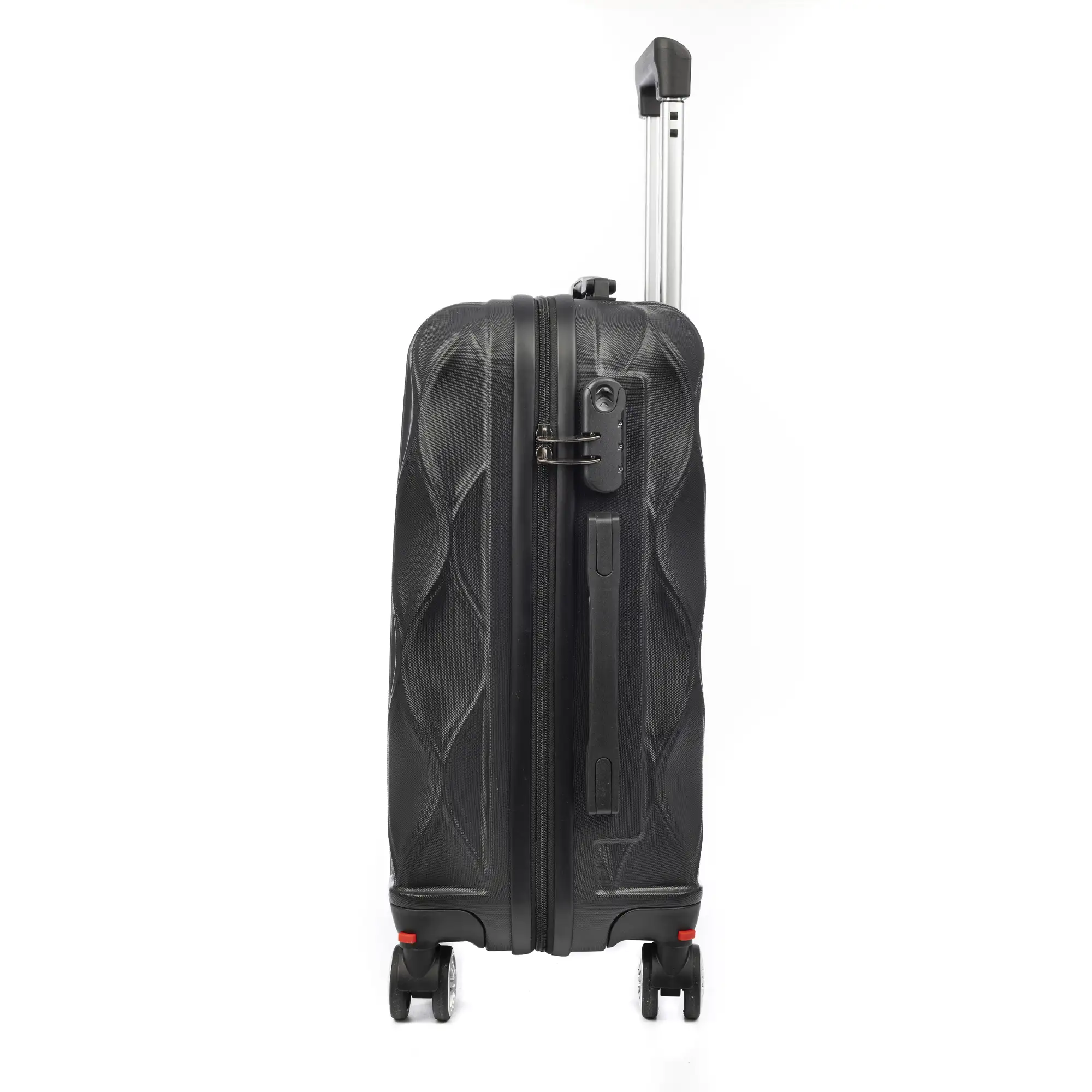 Maleta de cabina Trolley en material ligero de ABS de alta resistencia. Cerradura numérica y 4 ruedas dobles extraíbles y giratorias 360°.