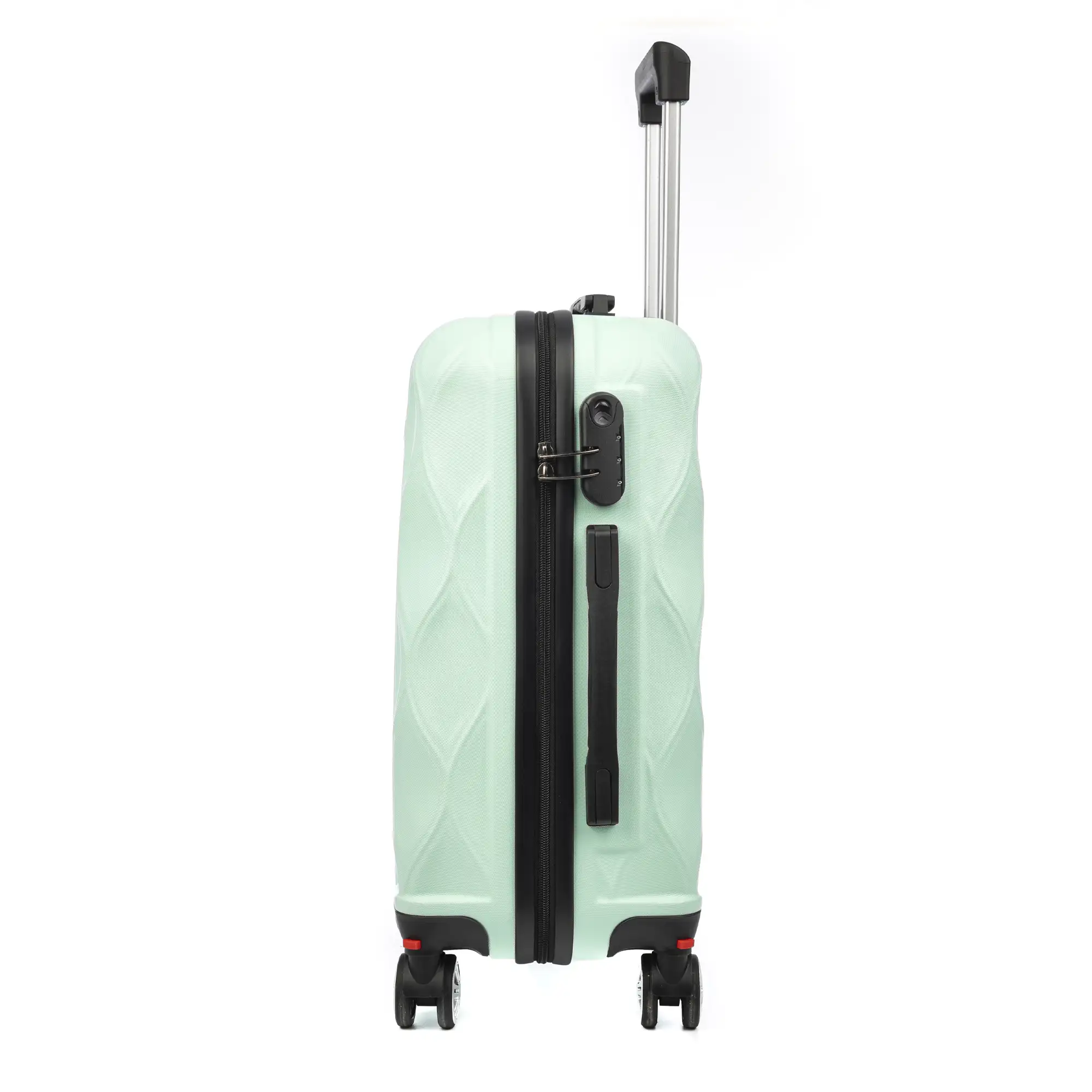 Maleta de cabina Trolley en material ligero de ABS de alta resistencia. Cerradura numérica y 4 ruedas dobles extraíbles y giratorias 360°.
