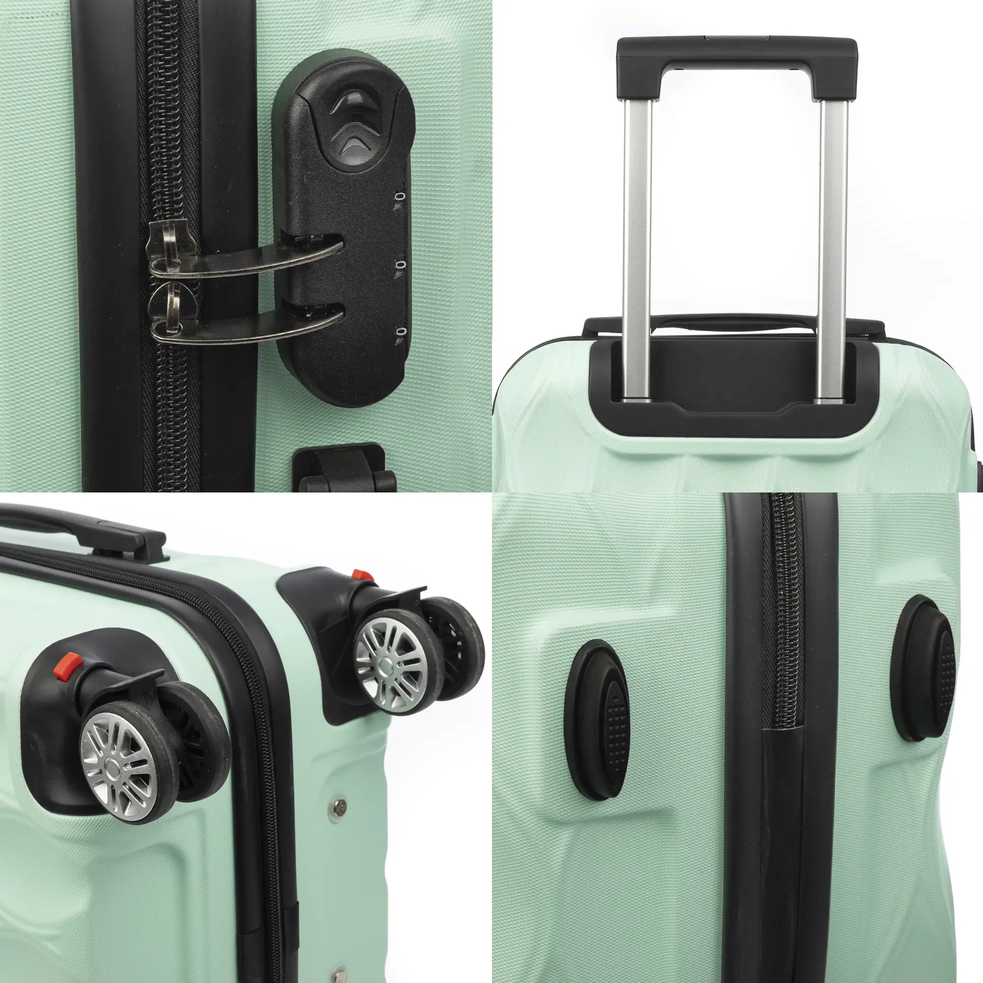 Maleta de cabina Trolley en material ligero de ABS de alta resistencia. Cerradura numérica y 4 ruedas dobles extraíbles y giratorias 360°.