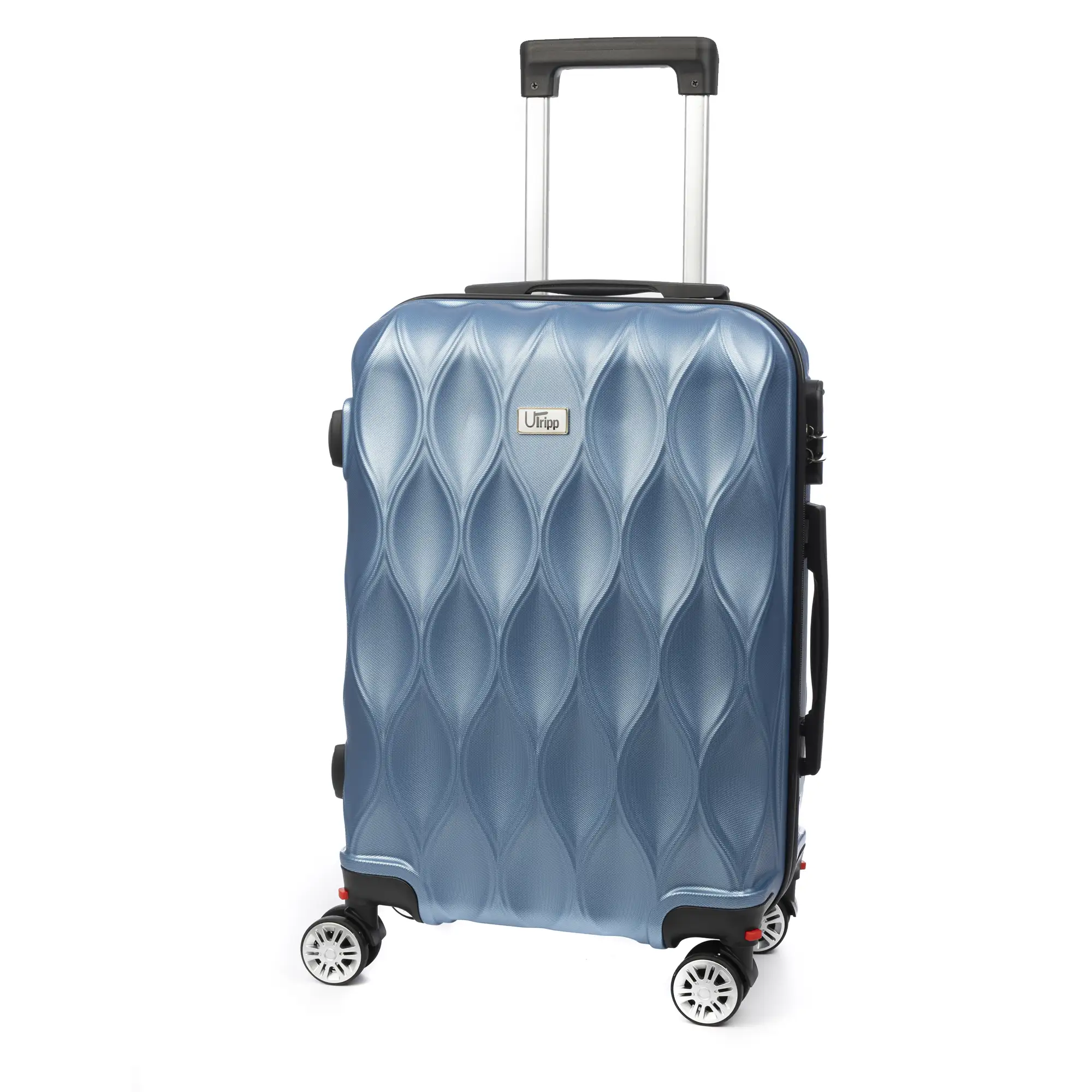 Maleta de cabina Trolley en material ligero de ABS de alta resistencia. Cerradura numérica y 4 ruedas dobles extraíbles y giratorias 360°.