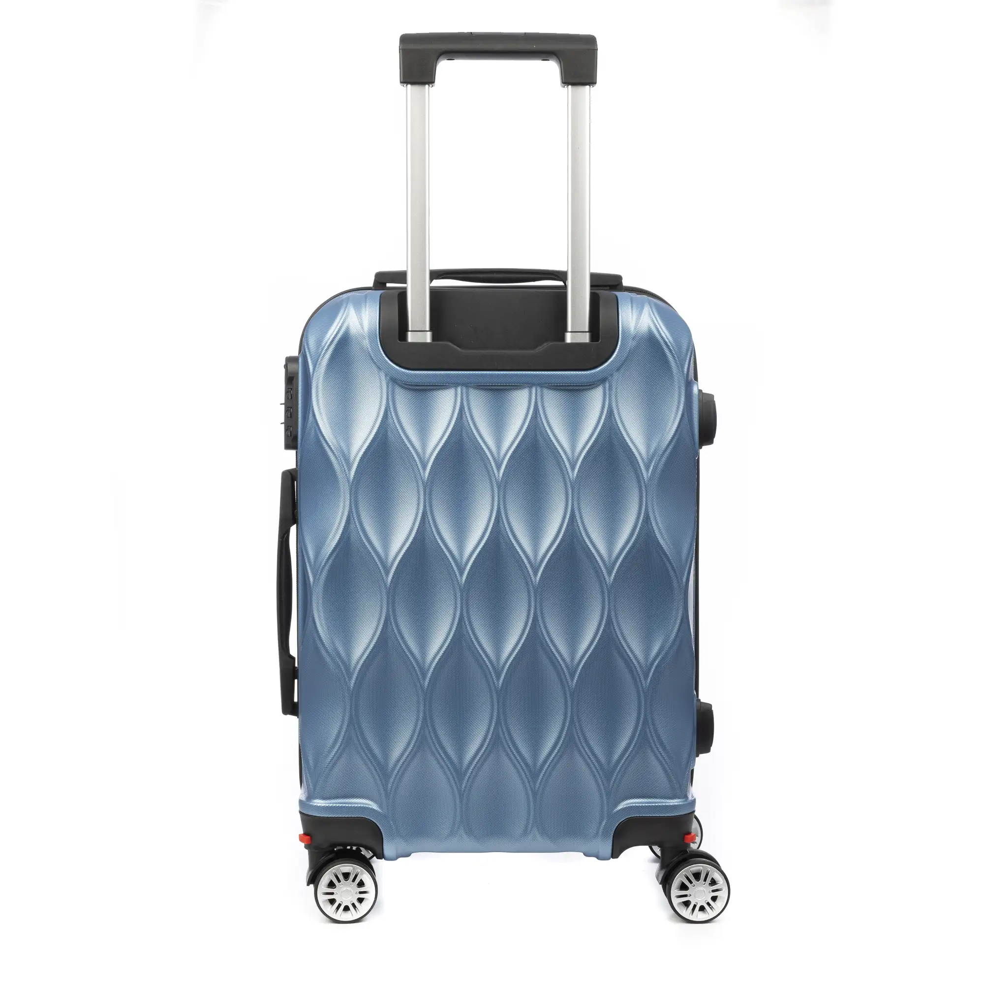 Maleta de cabina Trolley en material ligero de ABS de alta resistencia. Cerradura numérica y 4 ruedas dobles extraíbles y giratorias 360°.