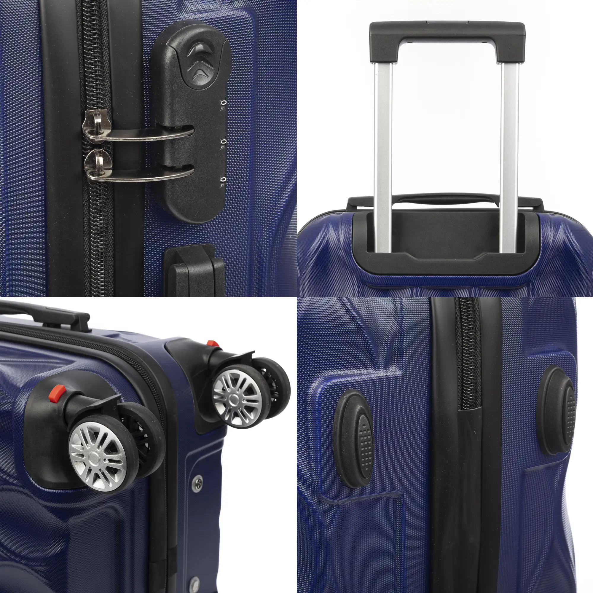 Maleta de cabina Trolley en material ligero de ABS de alta resistencia. Cerradura numérica y 4 ruedas dobles extraíbles y giratorias 360°.