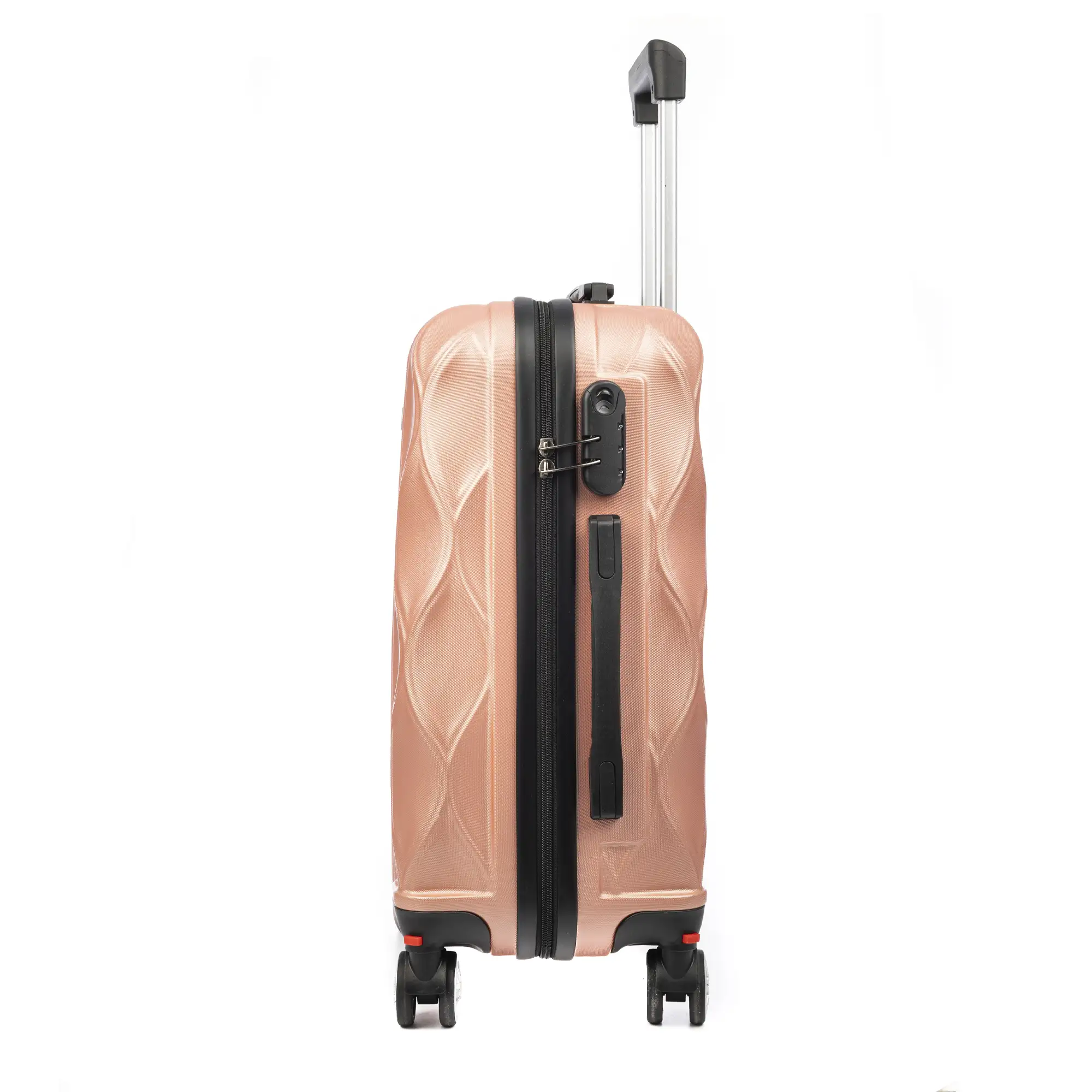 Maleta de cabina Trolley en material ligero de ABS de alta resistencia. Cerradura numérica y 4 ruedas dobles extraíbles y giratorias 360°.