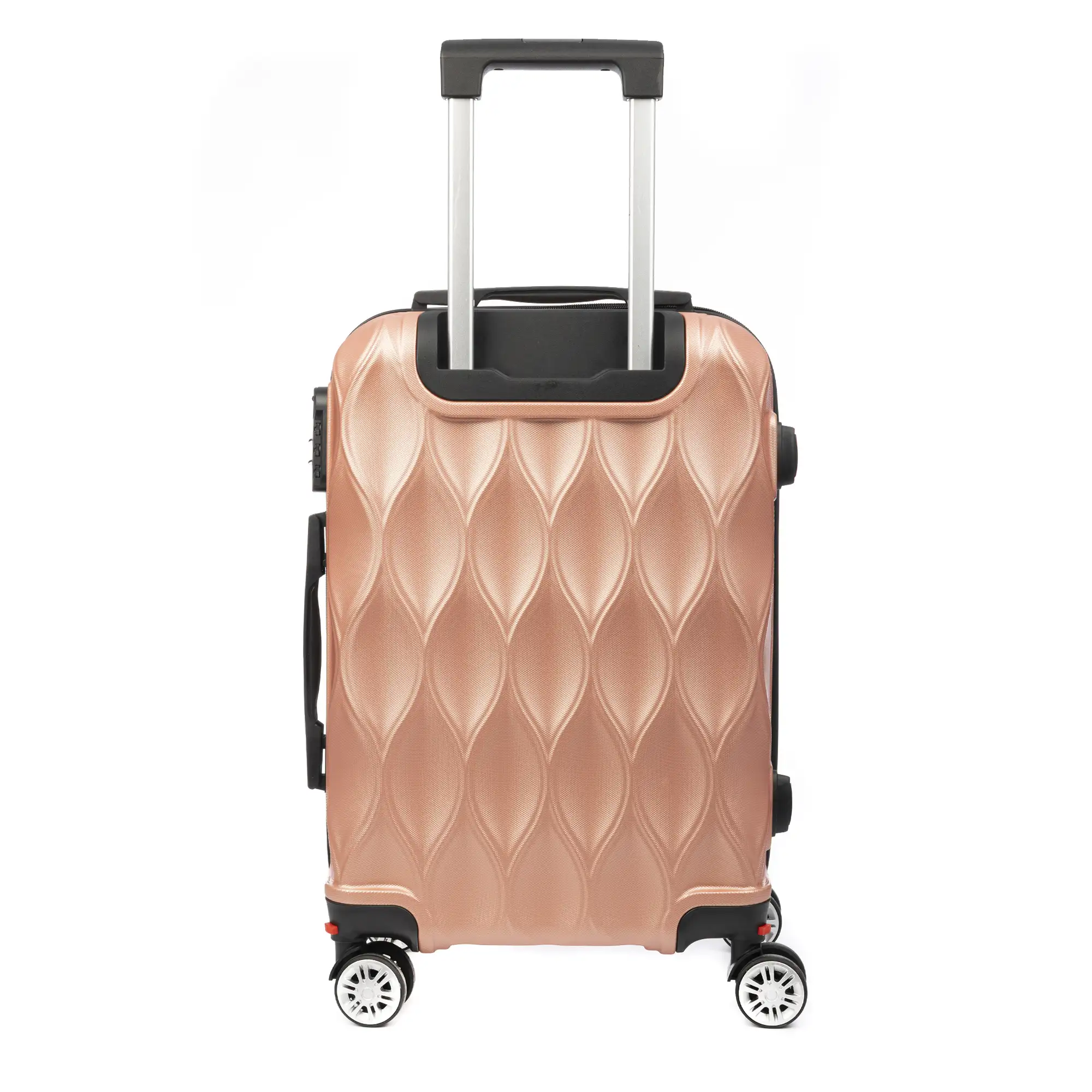Maleta de cabina Trolley en material ligero de ABS de alta resistencia. Cerradura numérica y 4 ruedas dobles extraíbles y giratorias 360°.