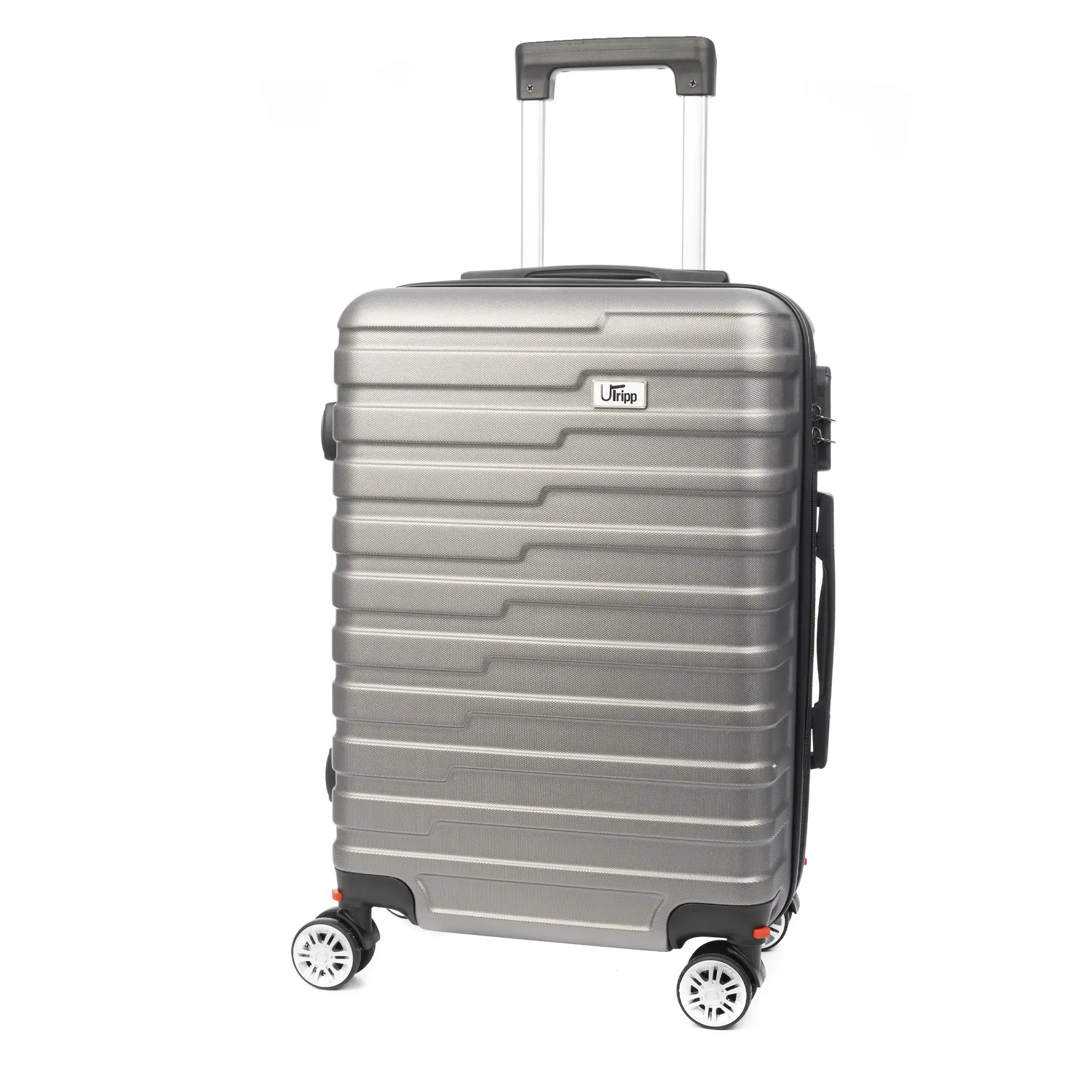 Maleta de cabina Trolley en material ligero de ABS de alta resistencia. Cerradura numérica y 4 ruedas dobles extraíbles y giratorias 360°.