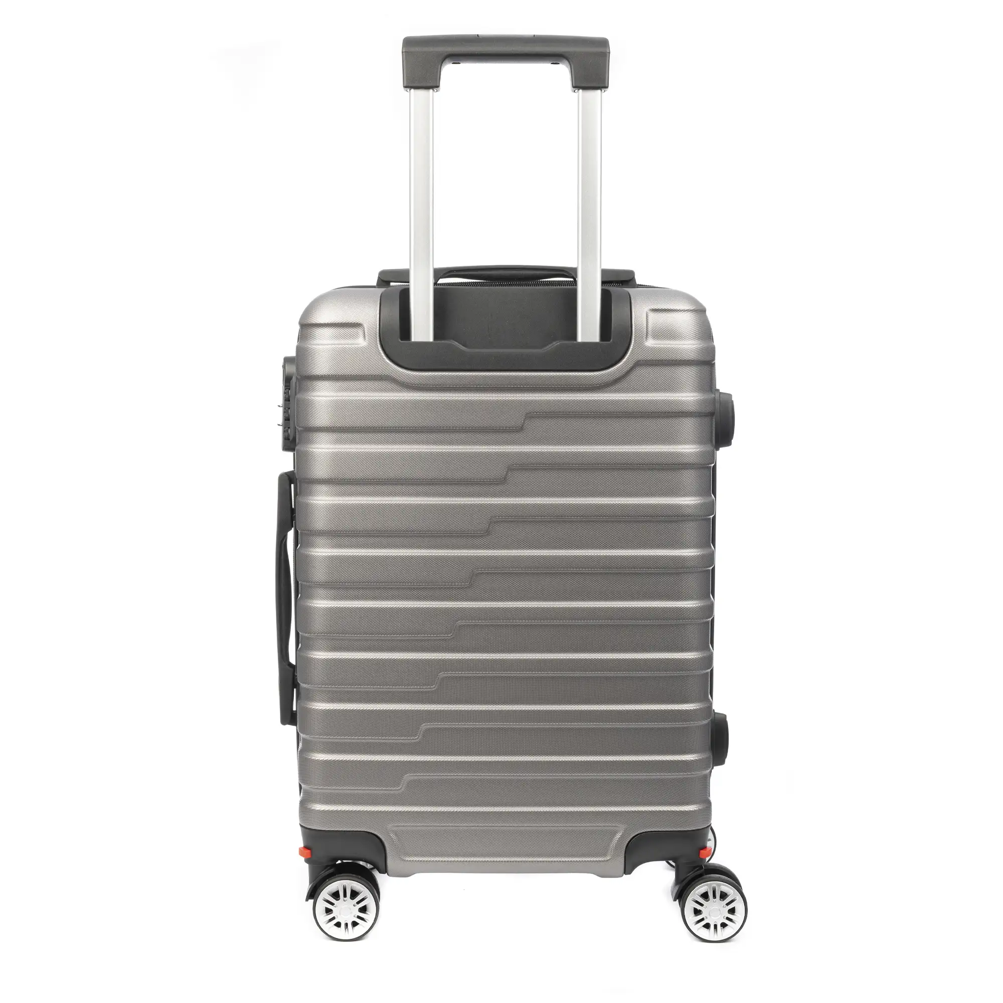 Maleta de cabina Trolley en material ligero de ABS de alta resistencia. Cerradura numérica y 4 ruedas dobles extraíbles y giratorias 360°.