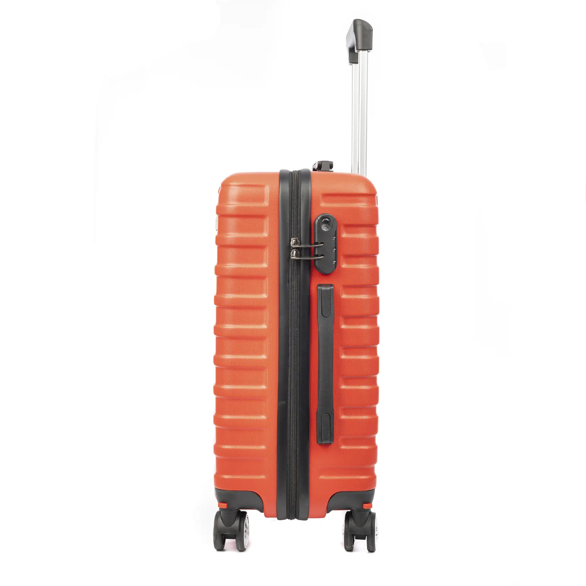 Maleta de cabina Trolley en material ligero de ABS de alta resistencia. Cerradura numérica y 4 ruedas dobles extraíbles y giratorias 360°.