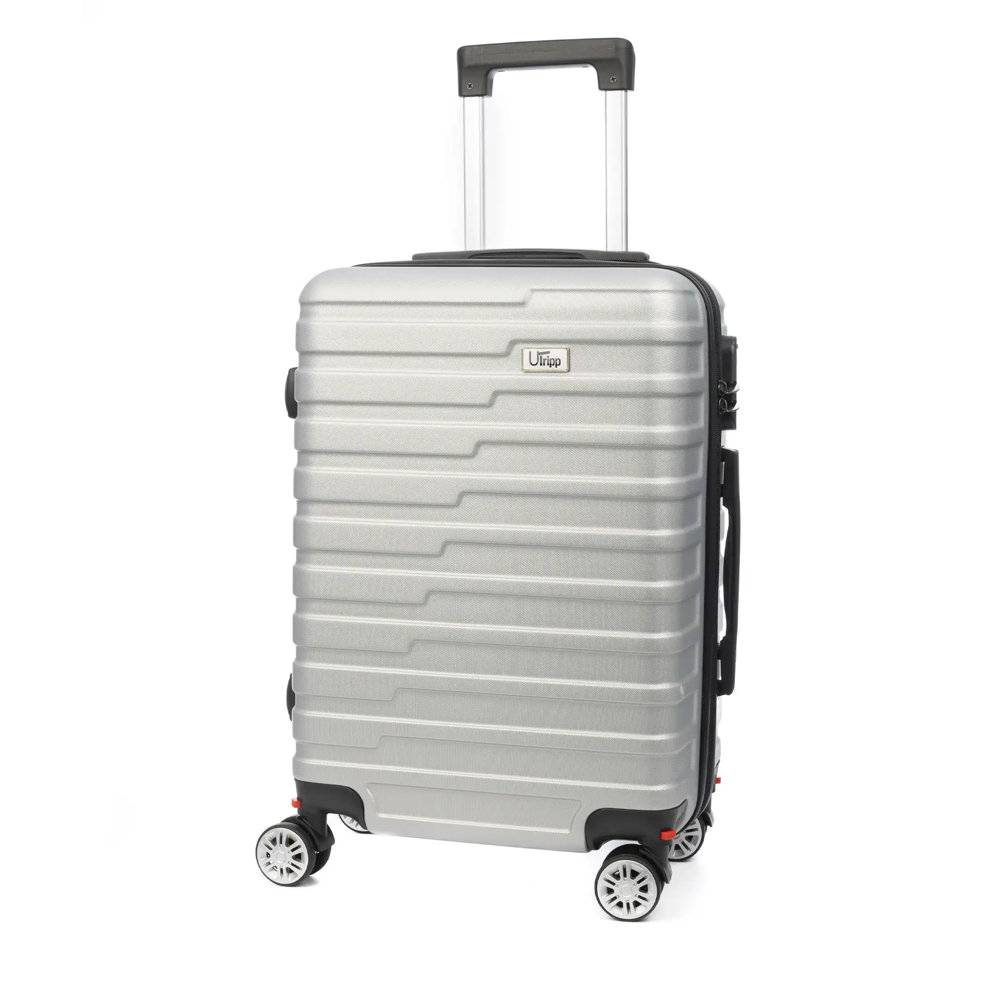 Maleta de cabina Trolley en material ligero de ABS de alta resistencia. Cerradura numérica y 4 ruedas dobles extraíbles y giratorias 360°.