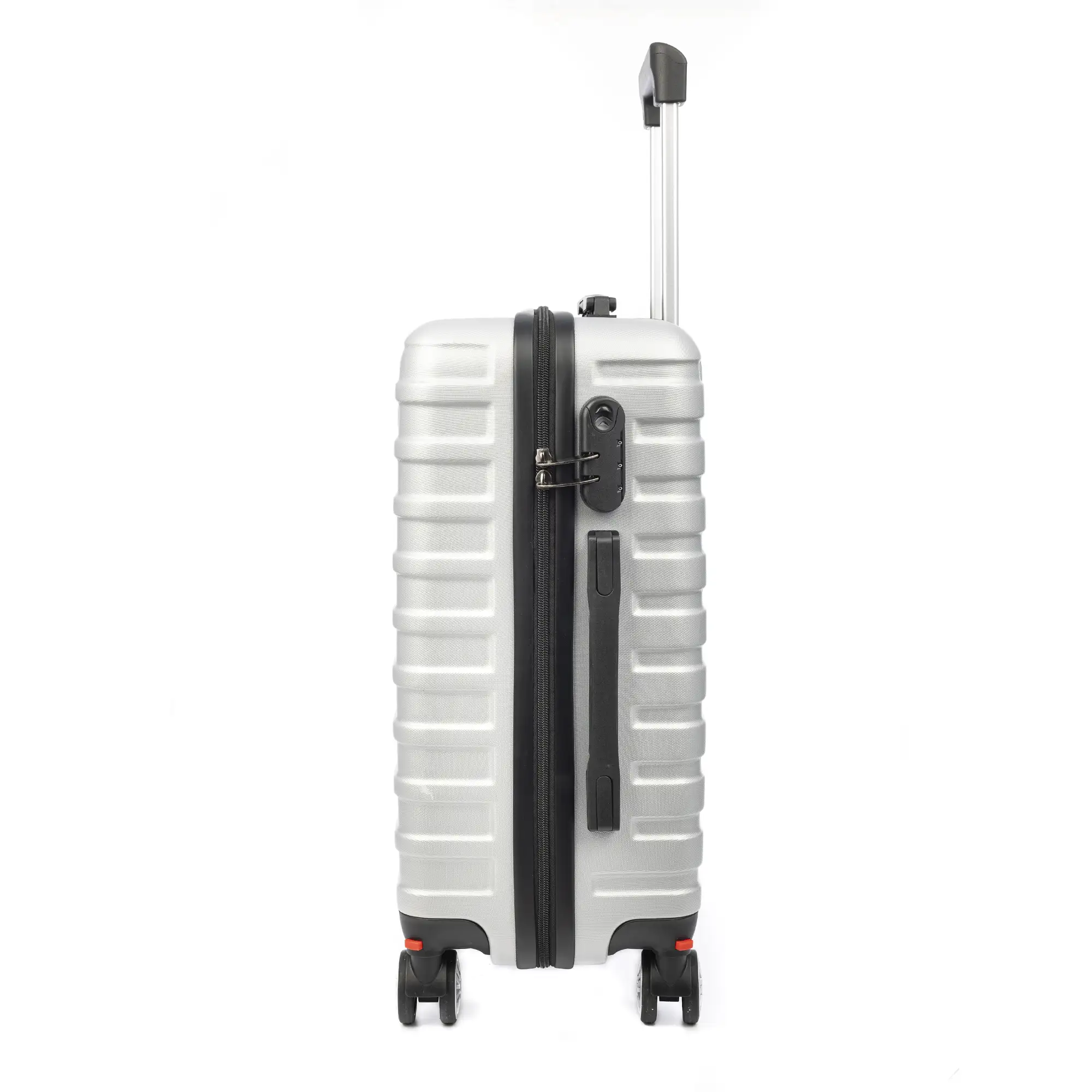 Maleta de cabina Trolley en material ligero de ABS de alta resistencia. Cerradura numérica y 4 ruedas dobles extraíbles y giratorias 360°.