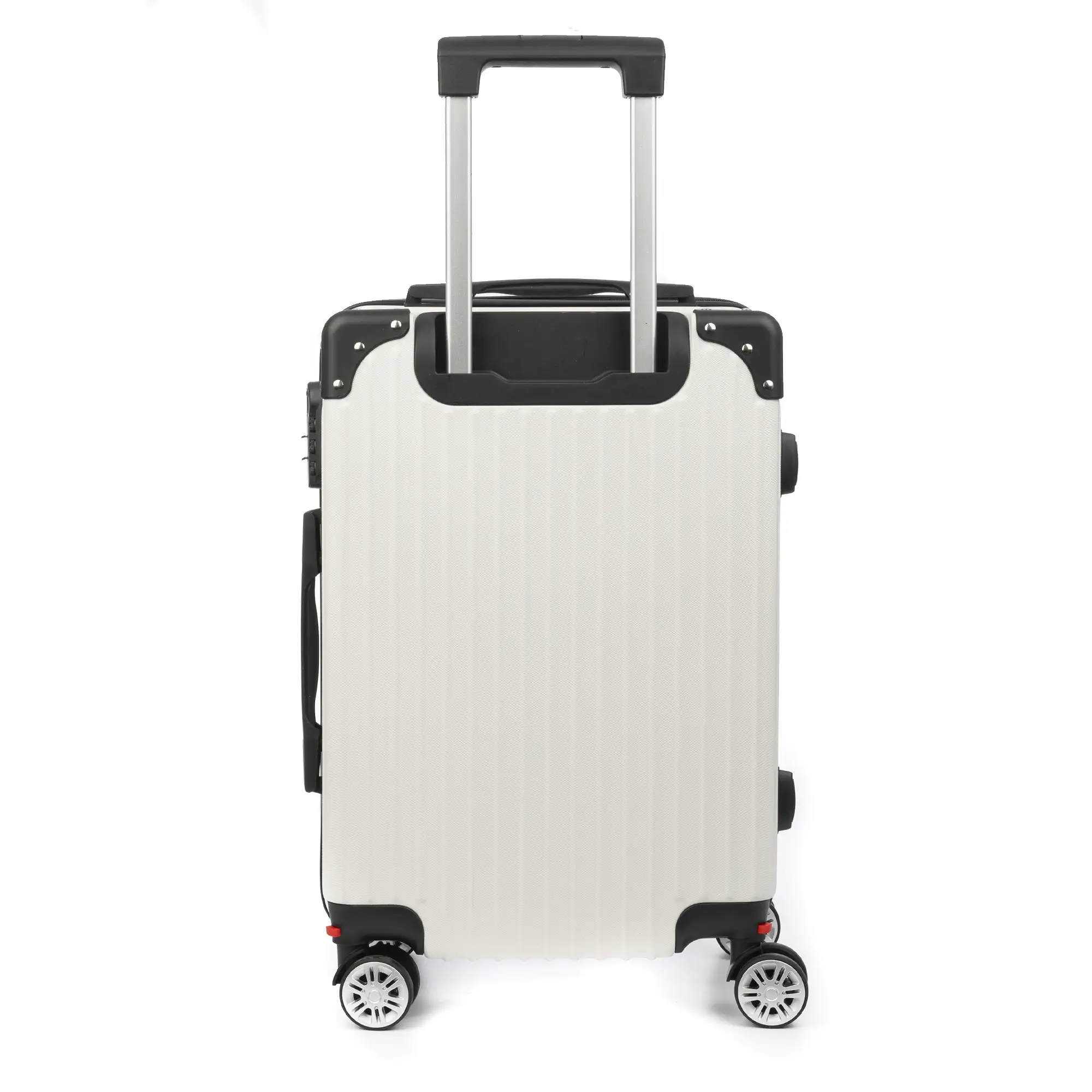 Maleta de cabina Trolley en material ligero de ABS de alta resistencia con esquinas reforzadas. Cerradura numérica y 4 ruedas dobles extraíbles y giratorias 360°.