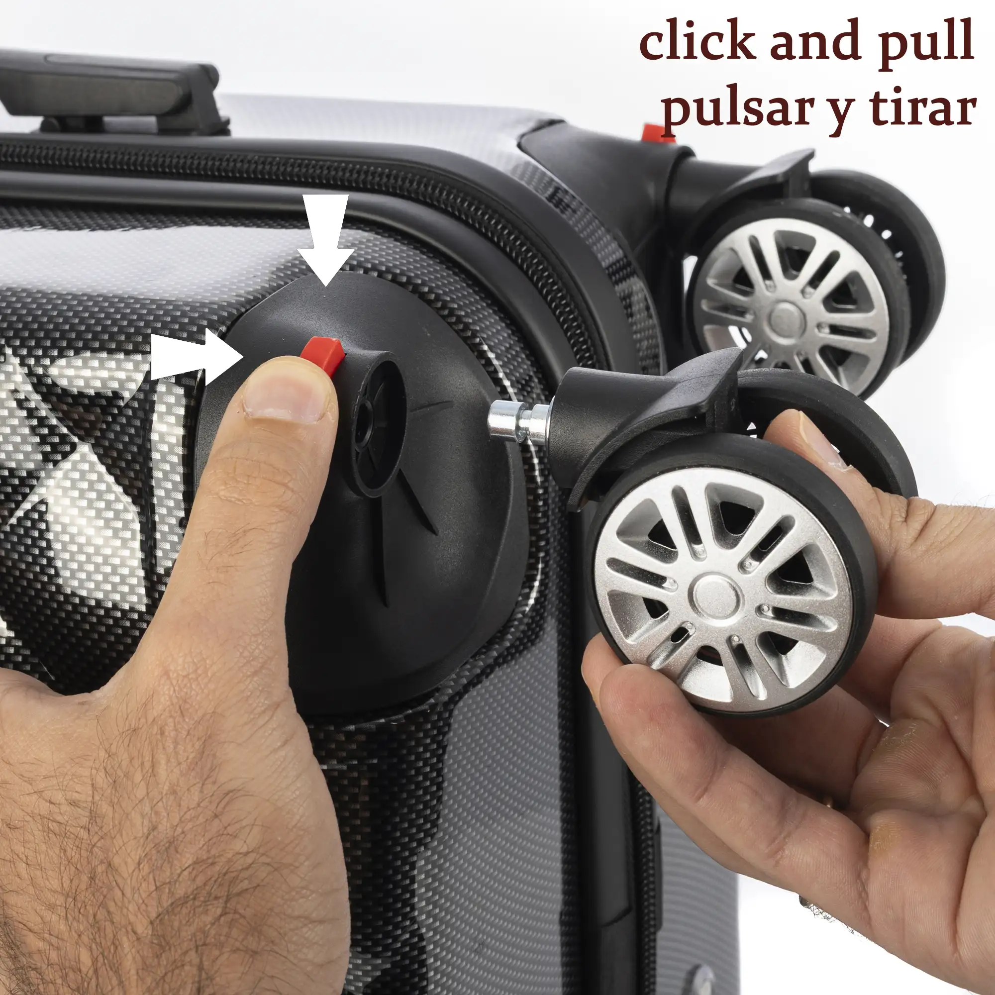 Maleta de cabina Trolley en material ligero de ABS de alta resistencia con esquinas reforzadas. Cerradura numérica y 4 ruedas dobles extraíbles y giratorias 360°.